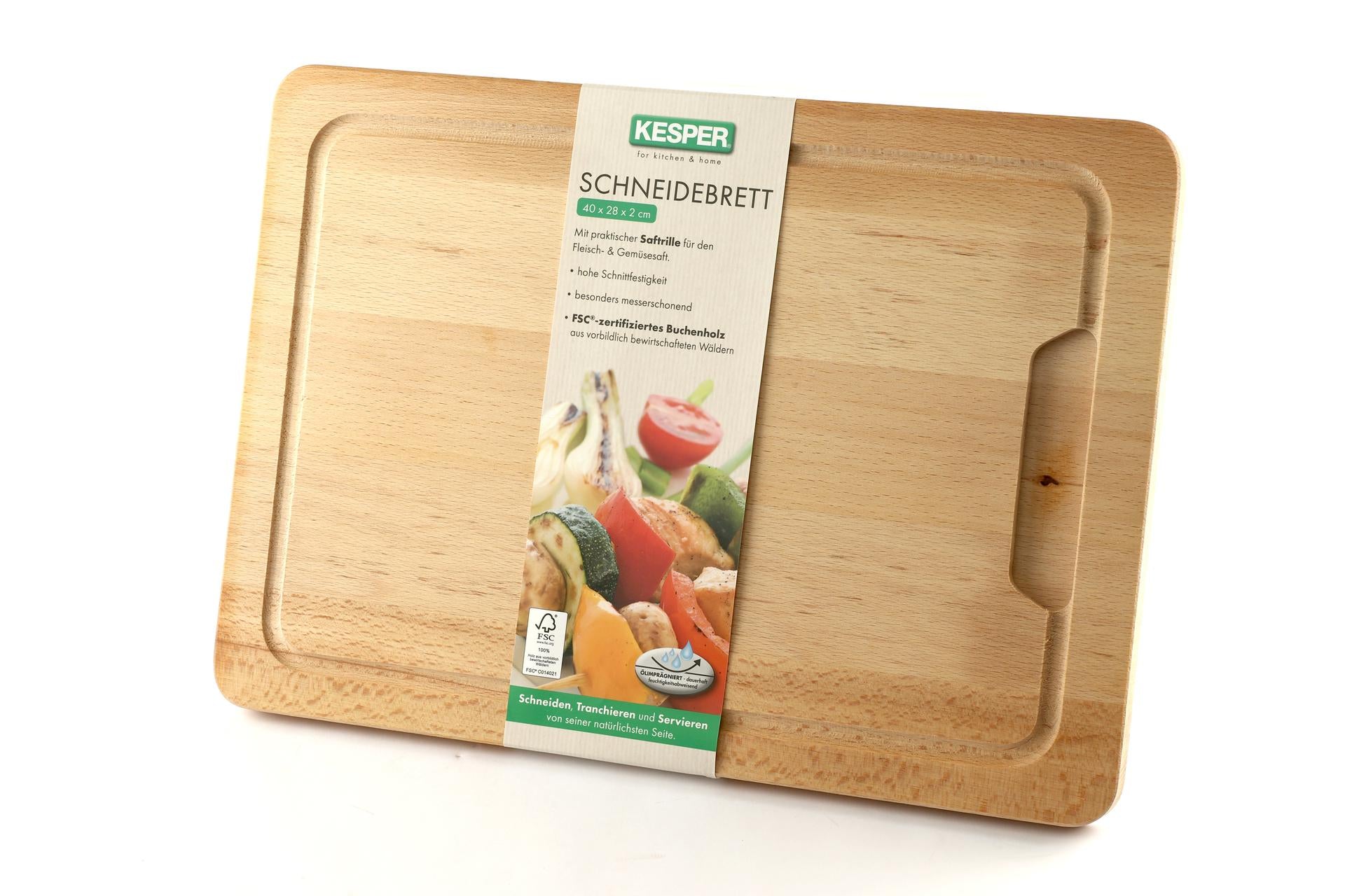 Kesper Faggio Tagliere Rettangolare H.2 cm - 40 x 28 cm In Legno di Faggio Con Scanalatura 3