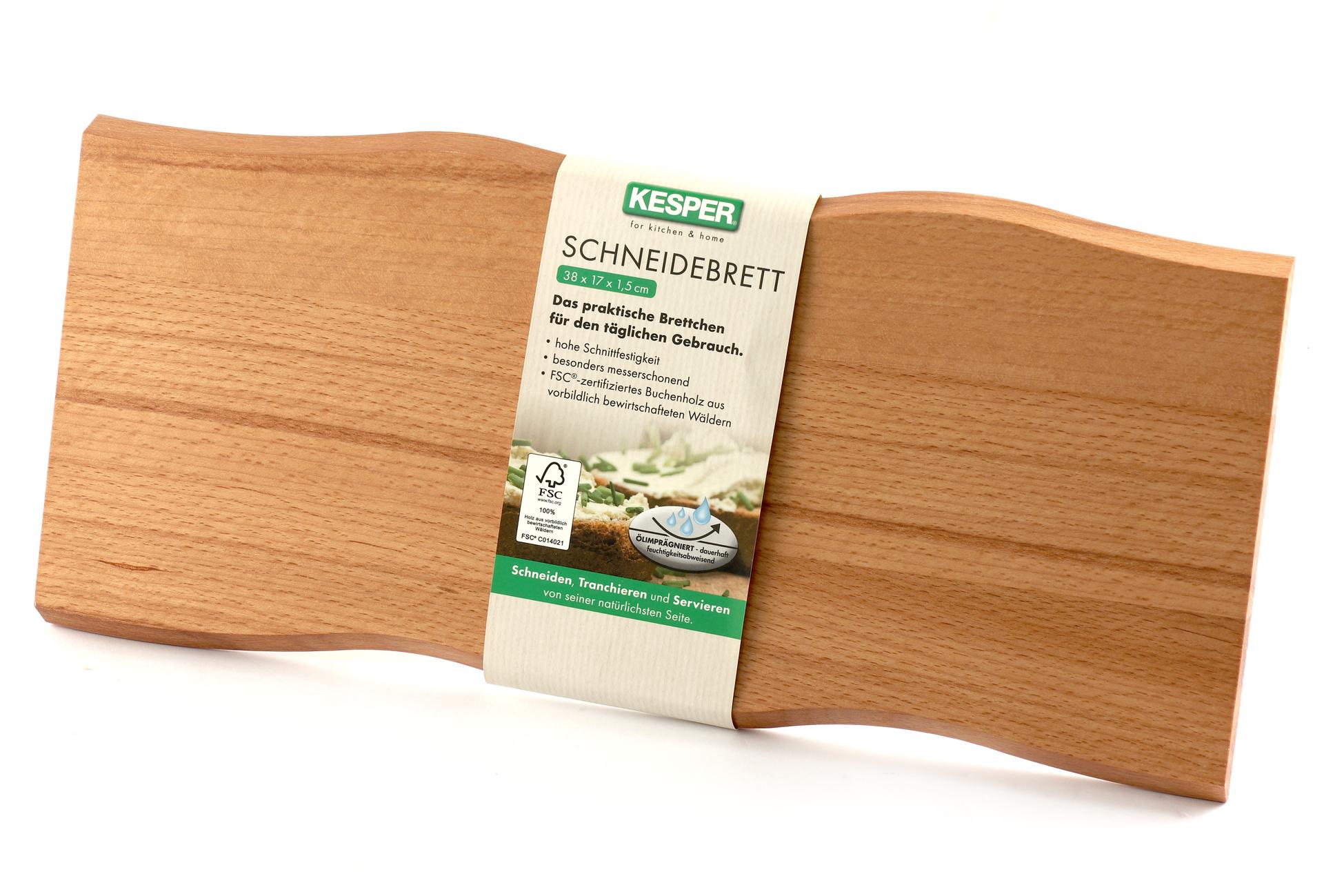 Kesper Faggio Rustic Tagliere Sagomato H.1.5 cm - 38 x 17 cm In Legno di Faggio Certificato FSC 3