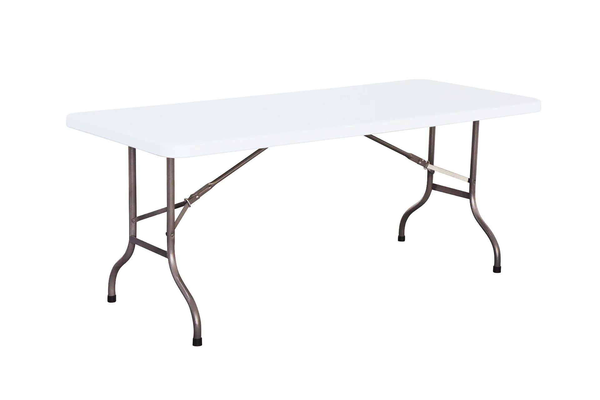 Import Professional Tavolo Catering Pieghevole Rettangolare 183x76xH.74 cm - Piano In HDPE e Gambe In Acciaio