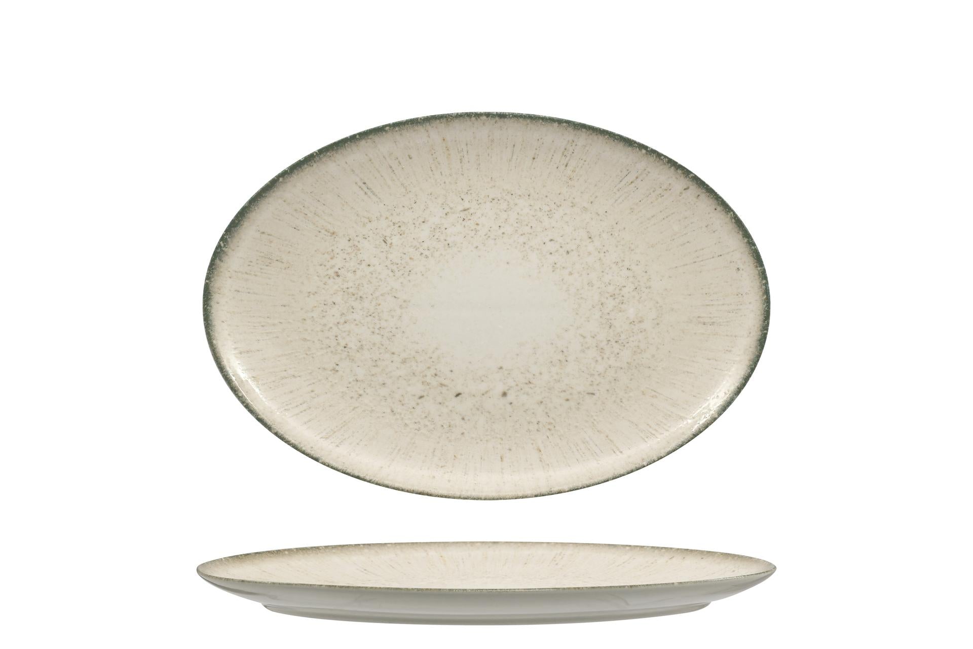 Ariane Fine Porcelain Grey Iris Titanium Piatto Ovale 24 cm - Collezione Ispirata alla Mitologia Greca - Set 12 Pz