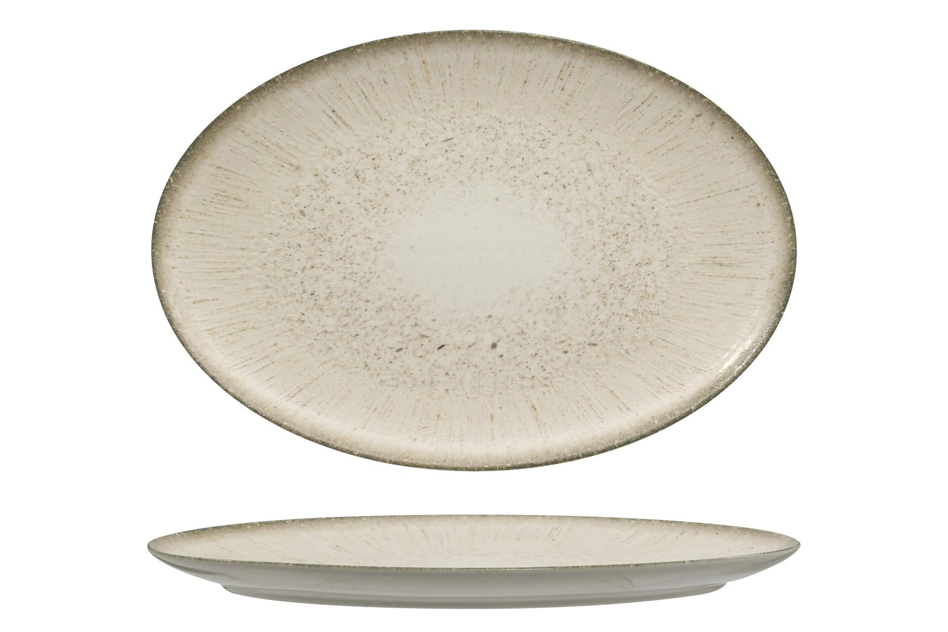 Ariane Fine Porcelain Grey Iris Titanium Piatto Ovale 32 cm - Collezione Ispirata alla Mitologia Greca