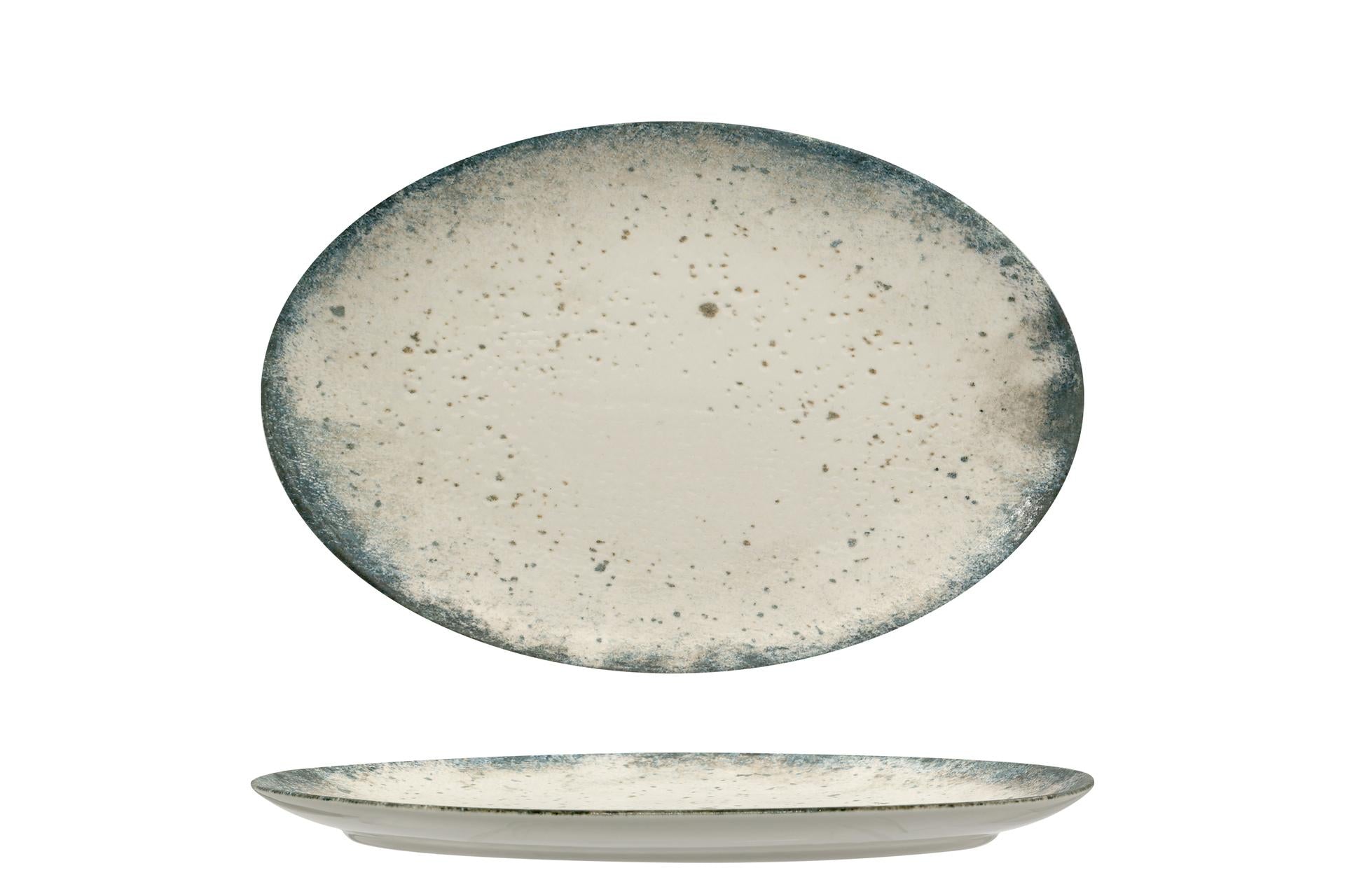 Ariane Fine Porcelain Verdant Titanium Piatto Ovale 24 cm - Collezione Elegante e Contemporanea - Set 12 Pz