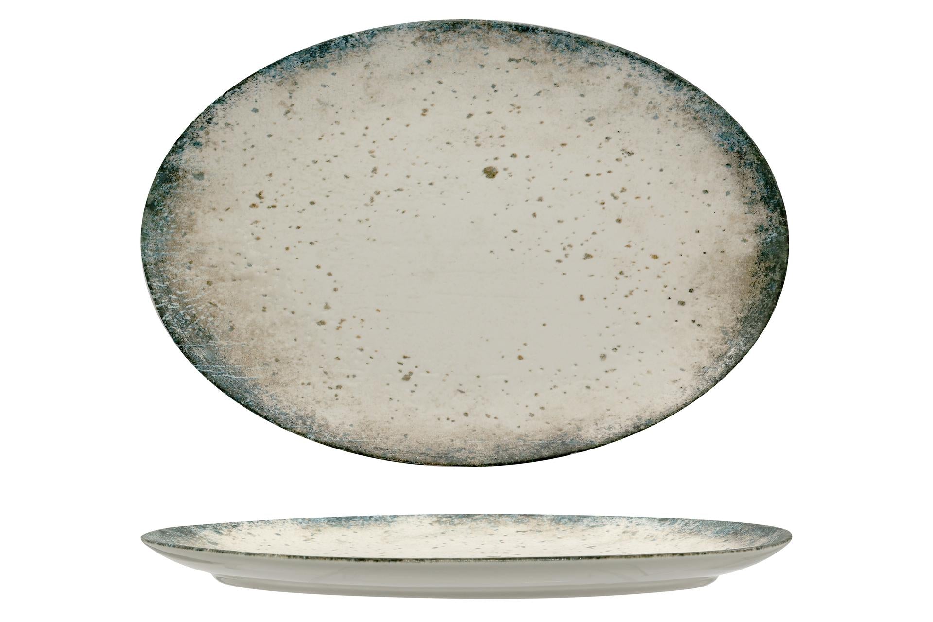 Ariane Fine Porcelain Verdant Titanium Piatto Ovale 32 cm - Collezione Elegante Contemporanea Verde - Set 6 Pz