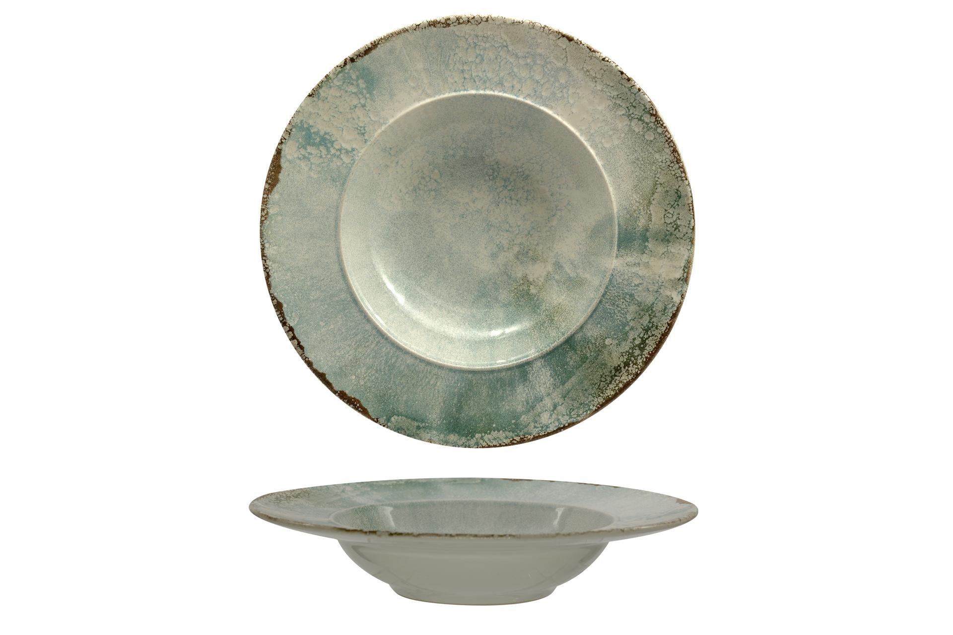 Mesa Ceramics Unico Matcha Piatto Pasta Bowl Ø27 cm - Interno Ø17 cm In Gres Porcellanato - Set 4 Pz