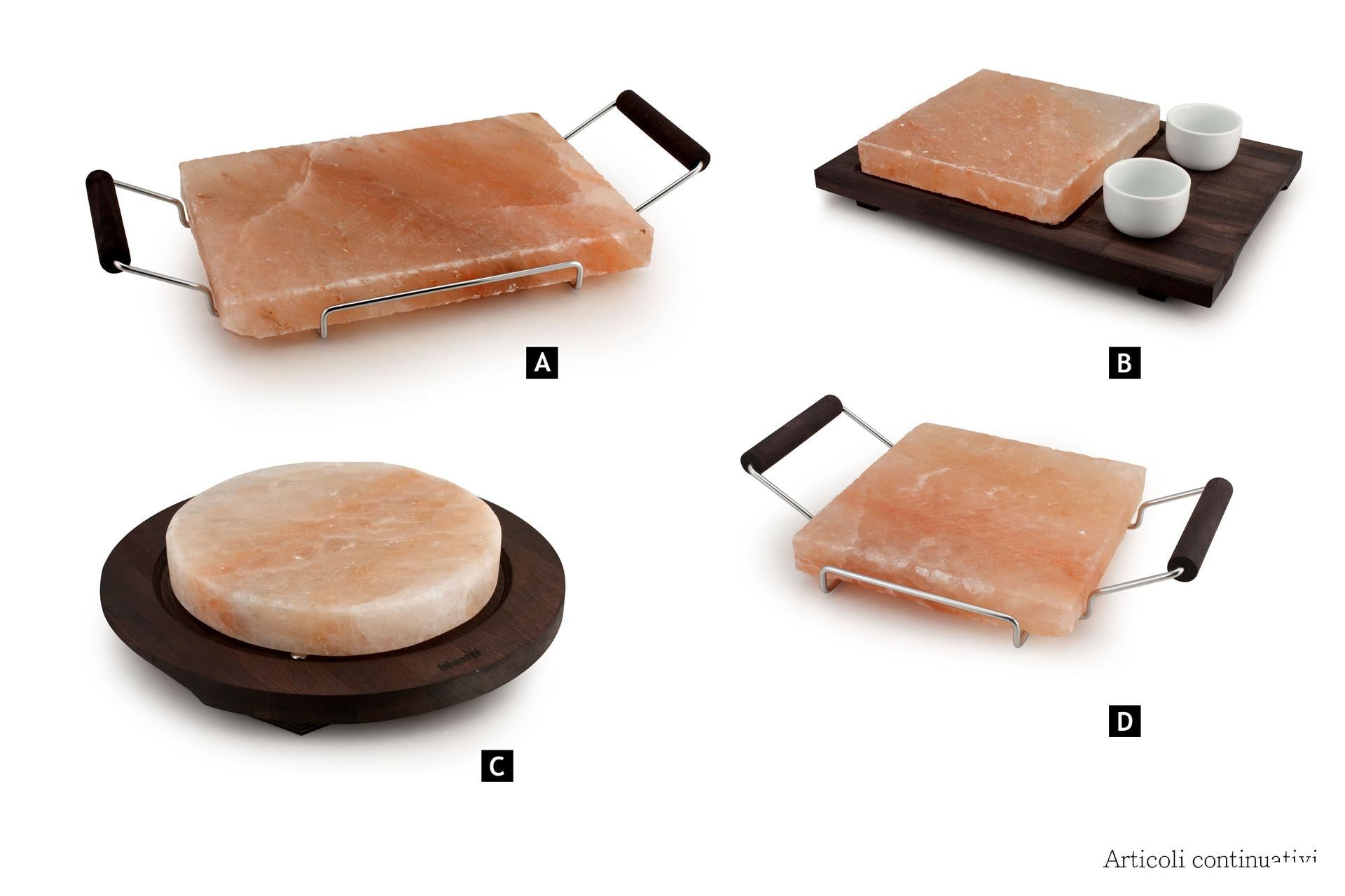 Bisetti Piastra di Sale Rosa Himalayano Rettangolare 20x30 cm Con Manico 33 mm 5