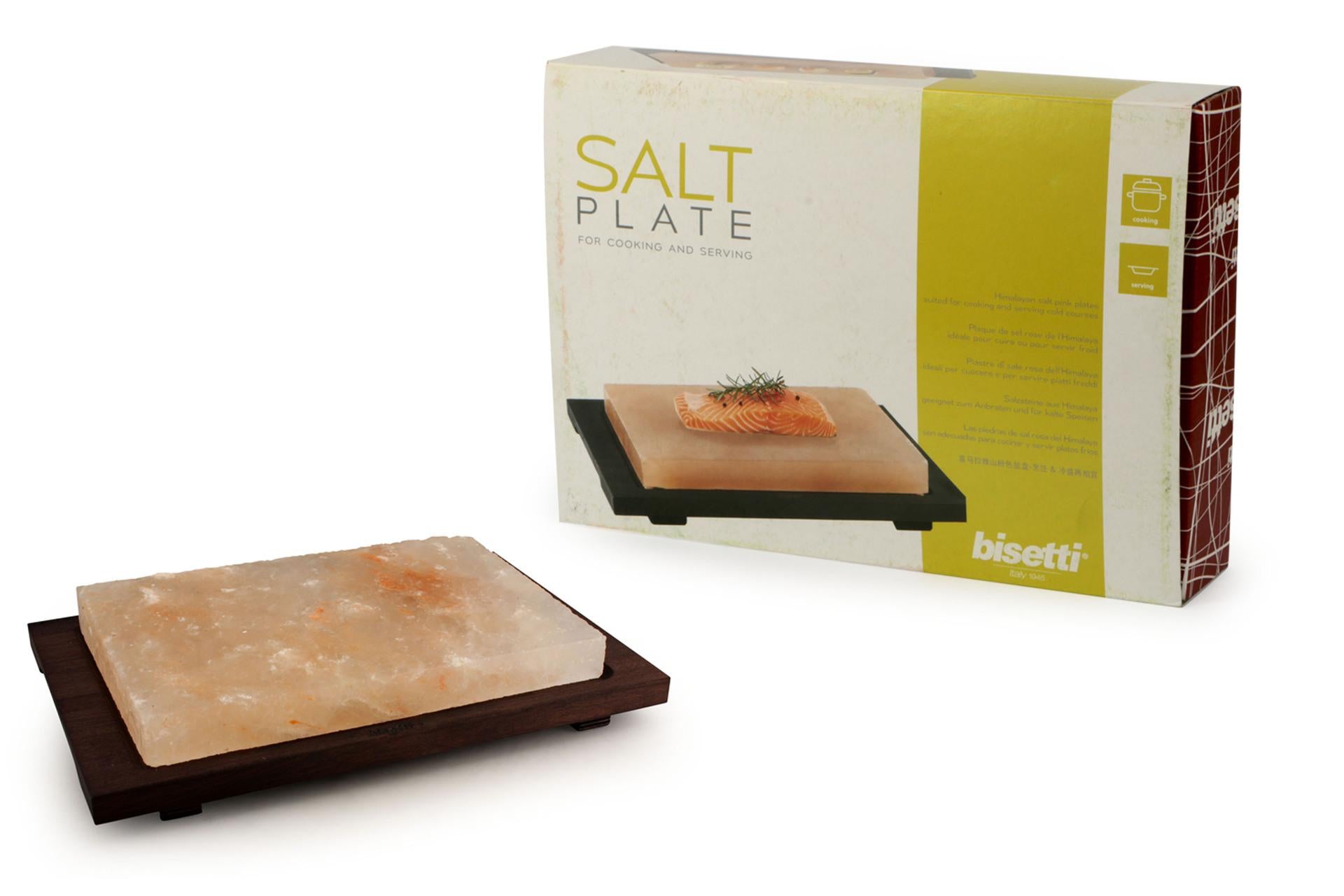Bisetti Piastra di Sale Rettangolare 20x30 cm - Base In Legno Color Wengé 3