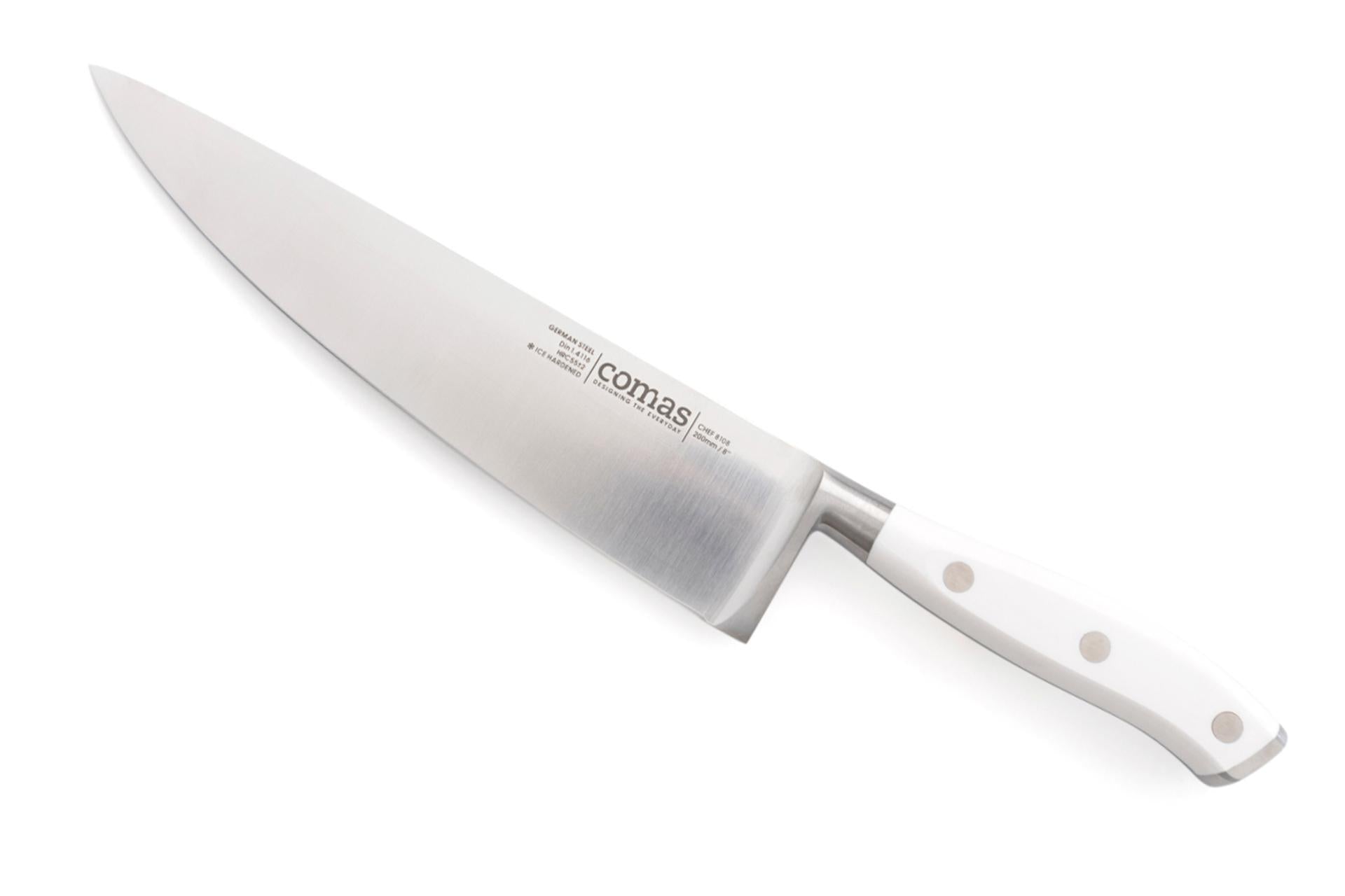 Comas Marble Coltello Chef 32 cm In Acciaio Inox - Manico Bianco Ergonomico