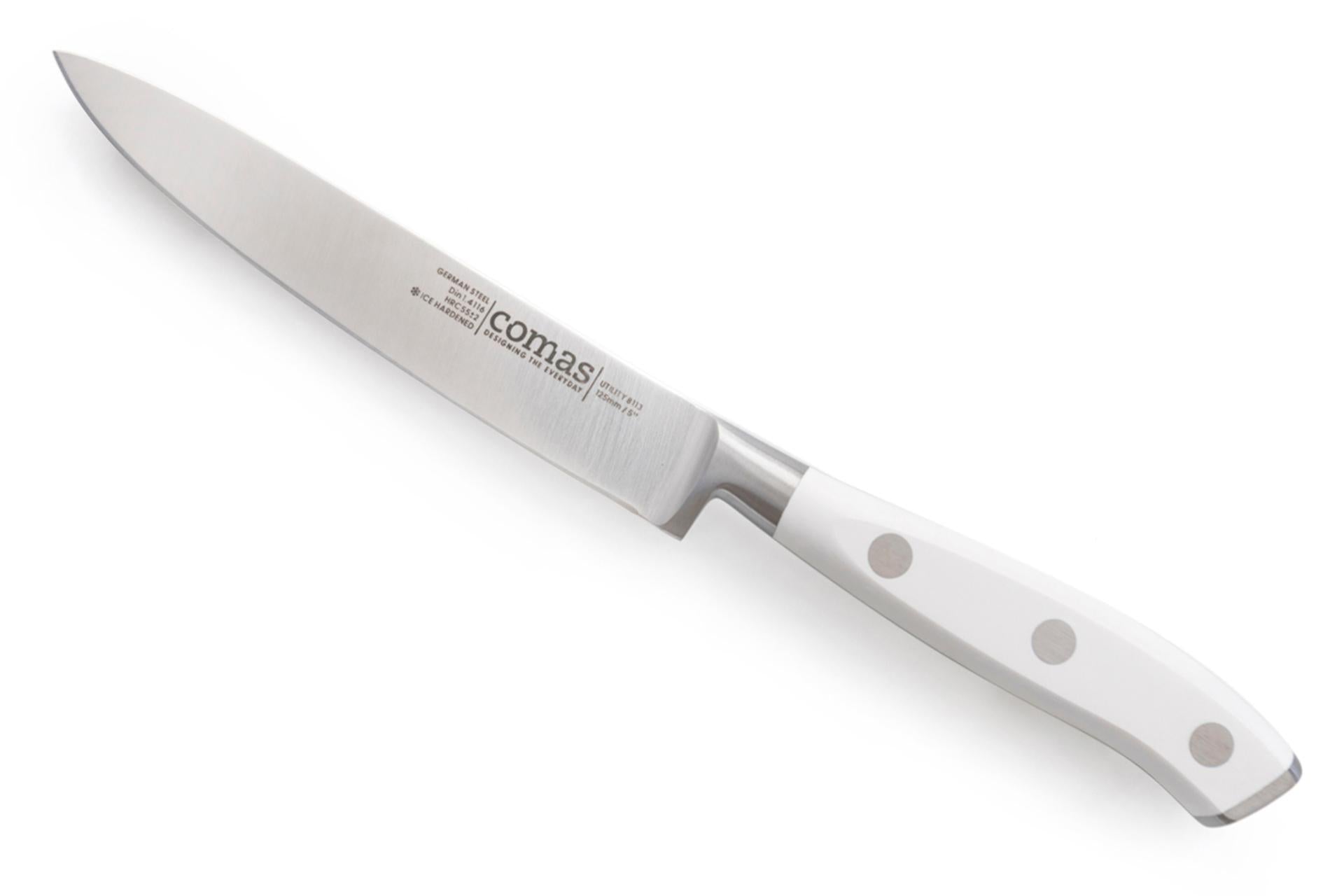 Comas Marble Coltello Multiuso 23 cm In Acciaio Inox - Manico Bianco Ergonomico