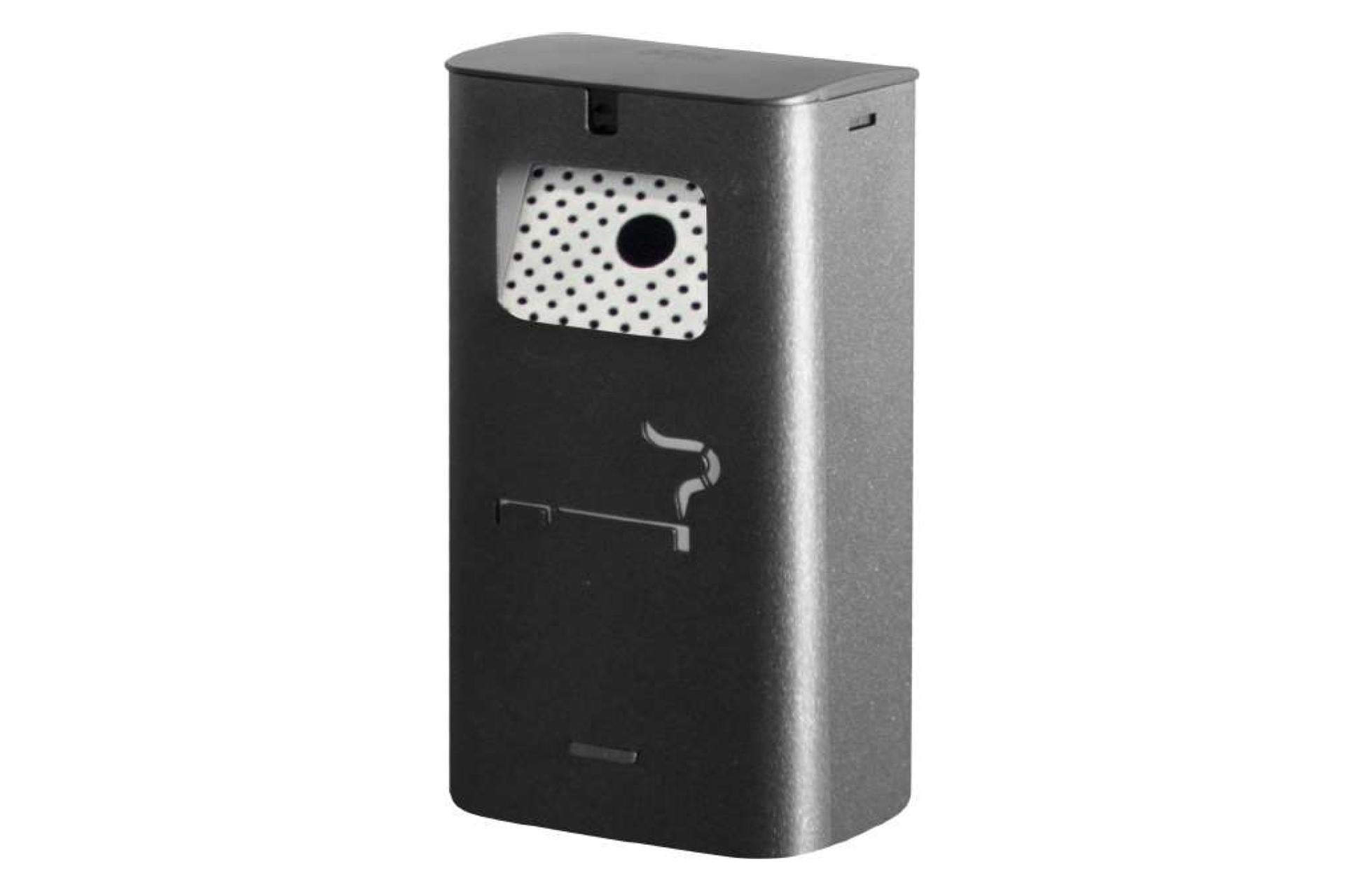 Stilcasa Posacenere Murale da Esterno 2L - Acciaio Verniciato Nero 17.5x10.5xH34 cm Con Contenitore Interno Zincato e Serratura di Sicurezza