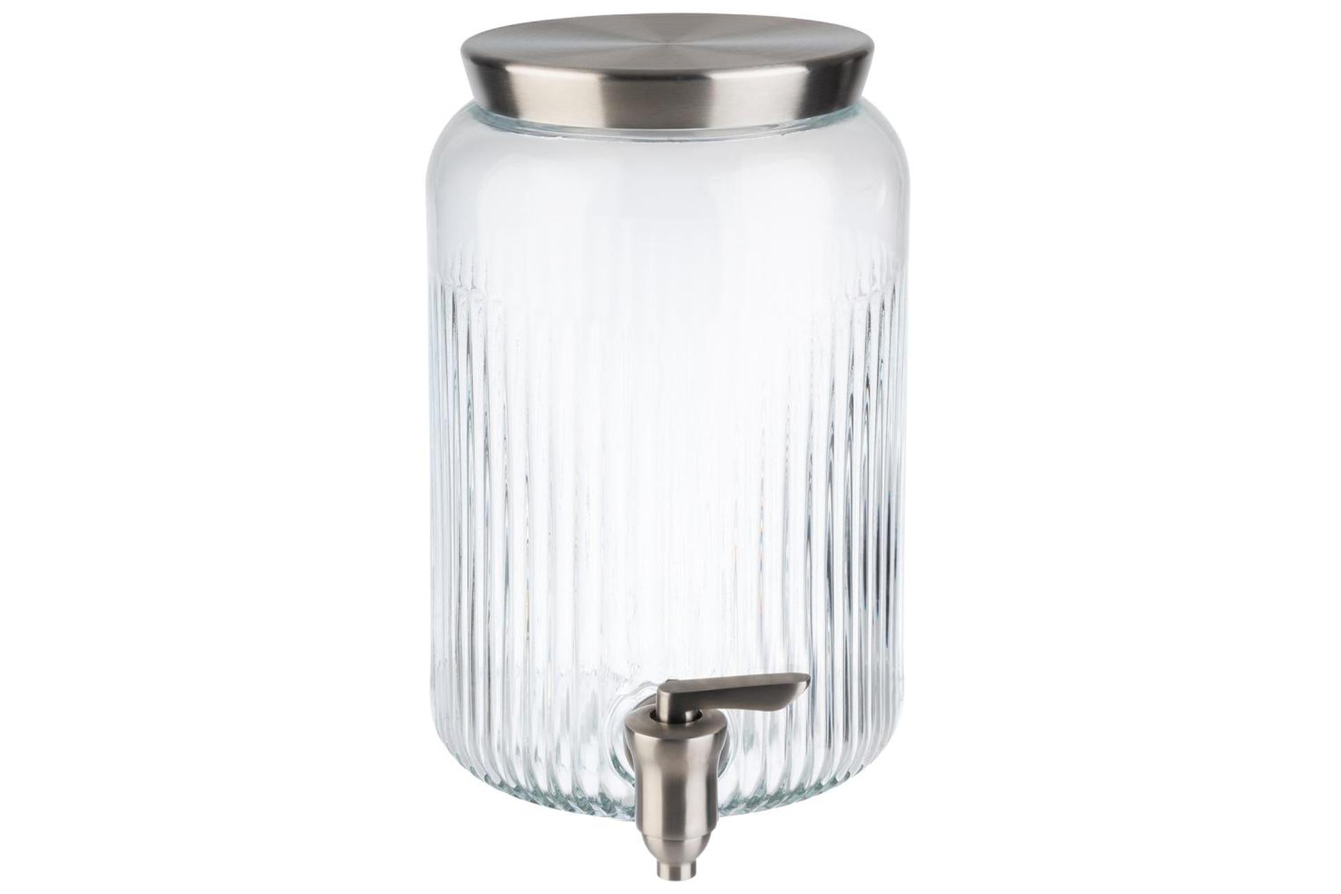 APS Buffet Distributore per Bevande 3.8 Litri - Ø16 cm H.25 cm In Vetro Con Coperchio e Rubinetto In Acciaio Inox