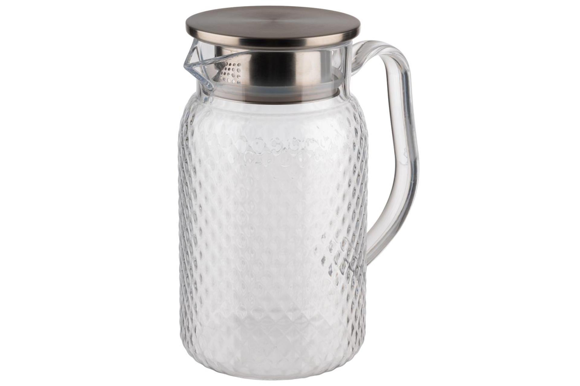 APS Caraffa per Succhi 1L - Ø10 cm H.19 cm In Policarbonato Con Coperchio In Acciaio Inox e Filtro Integrato