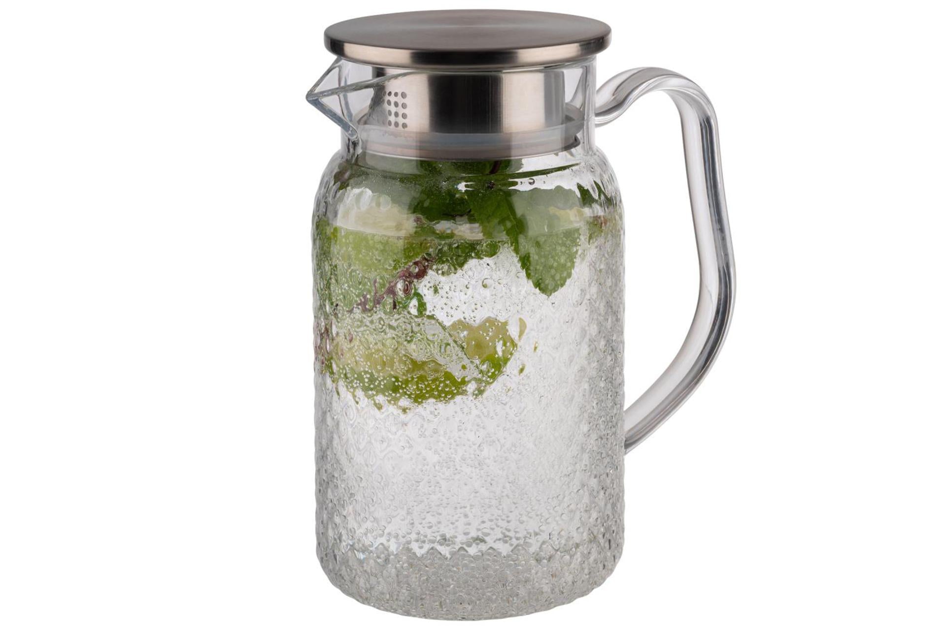 APS Caraffa per Succhi 1L - Ø10 cm H.19 cm In Policarbonato Con Coperchio In Acciaio Inox e Filtro Integrato