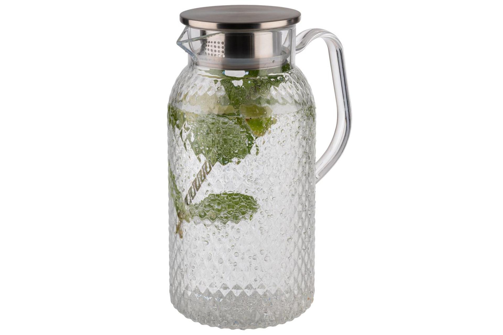APS Caraffa per Succhi 1.8L - Ø11.5 cm H.24 cm In Policarbonato Con Coperchio In Acciaio Inox e Filtro Integrato