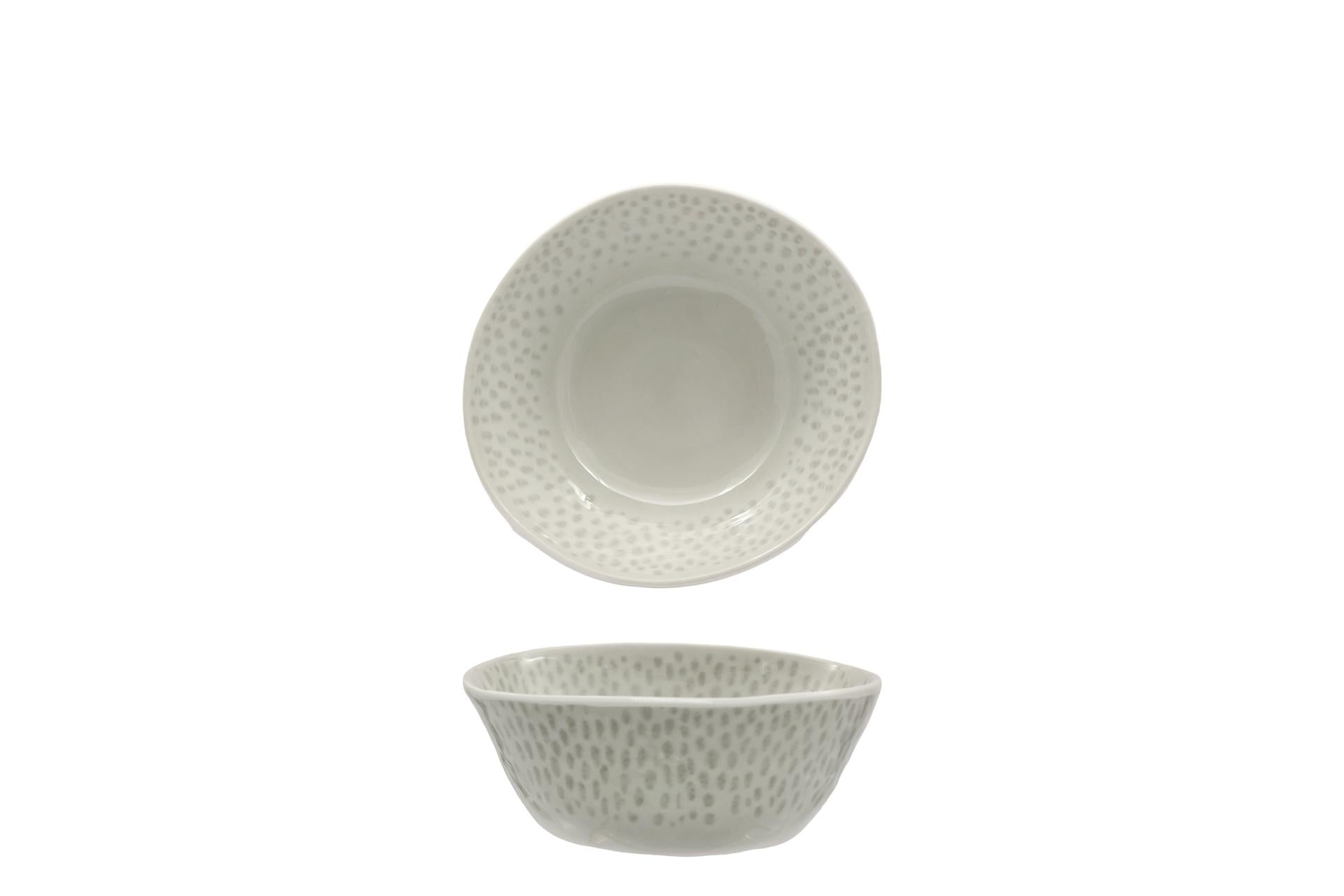 APS Footmark Ciotola Tonda Ø13 cm - H.5.5 cm In Melamina Bianca e Grigia