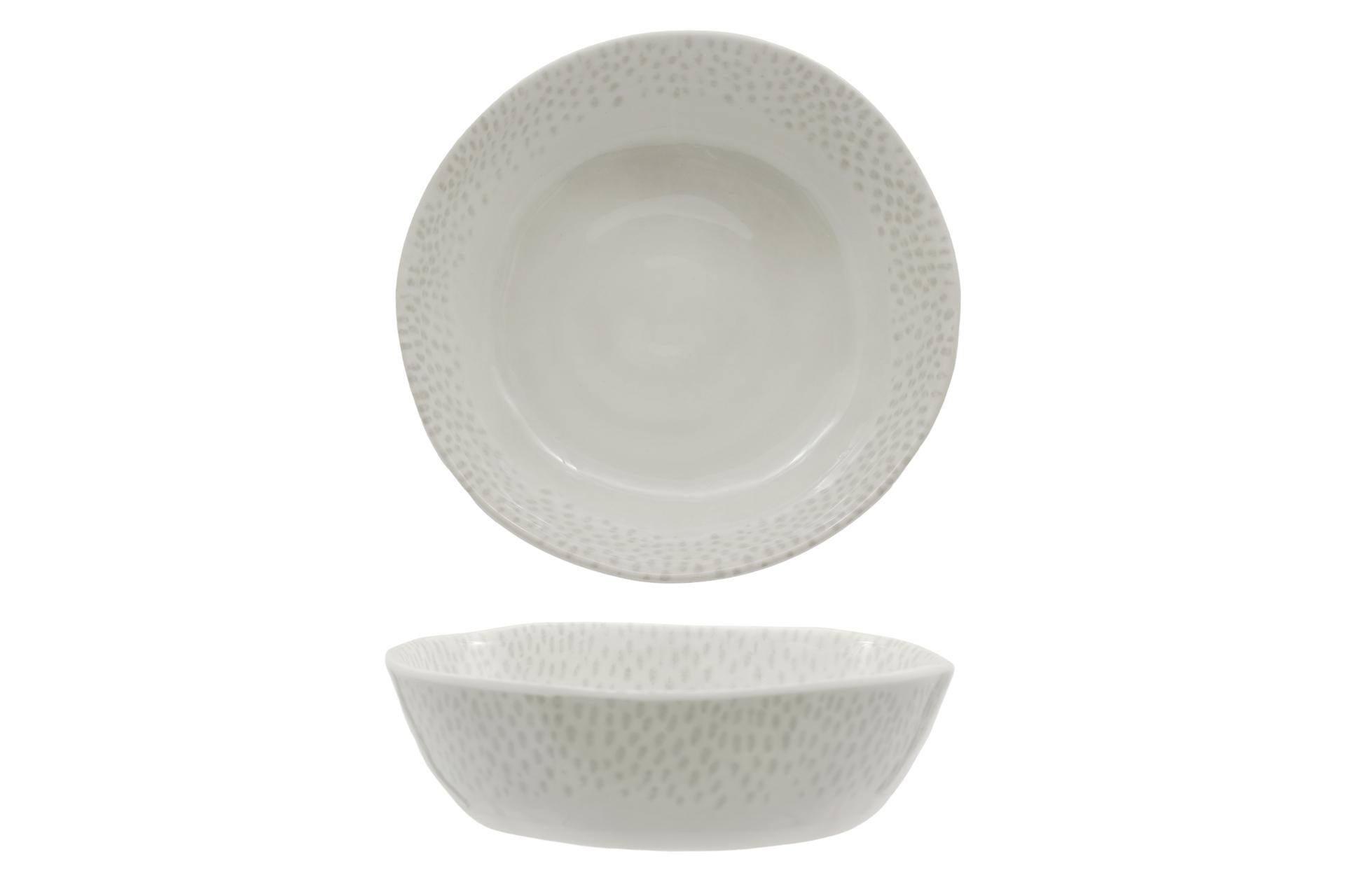 APS Footmark Ciotola Tonda Ø18 cm - H.5.5 cm 0.6 L In Melamina Bianca e Grigia