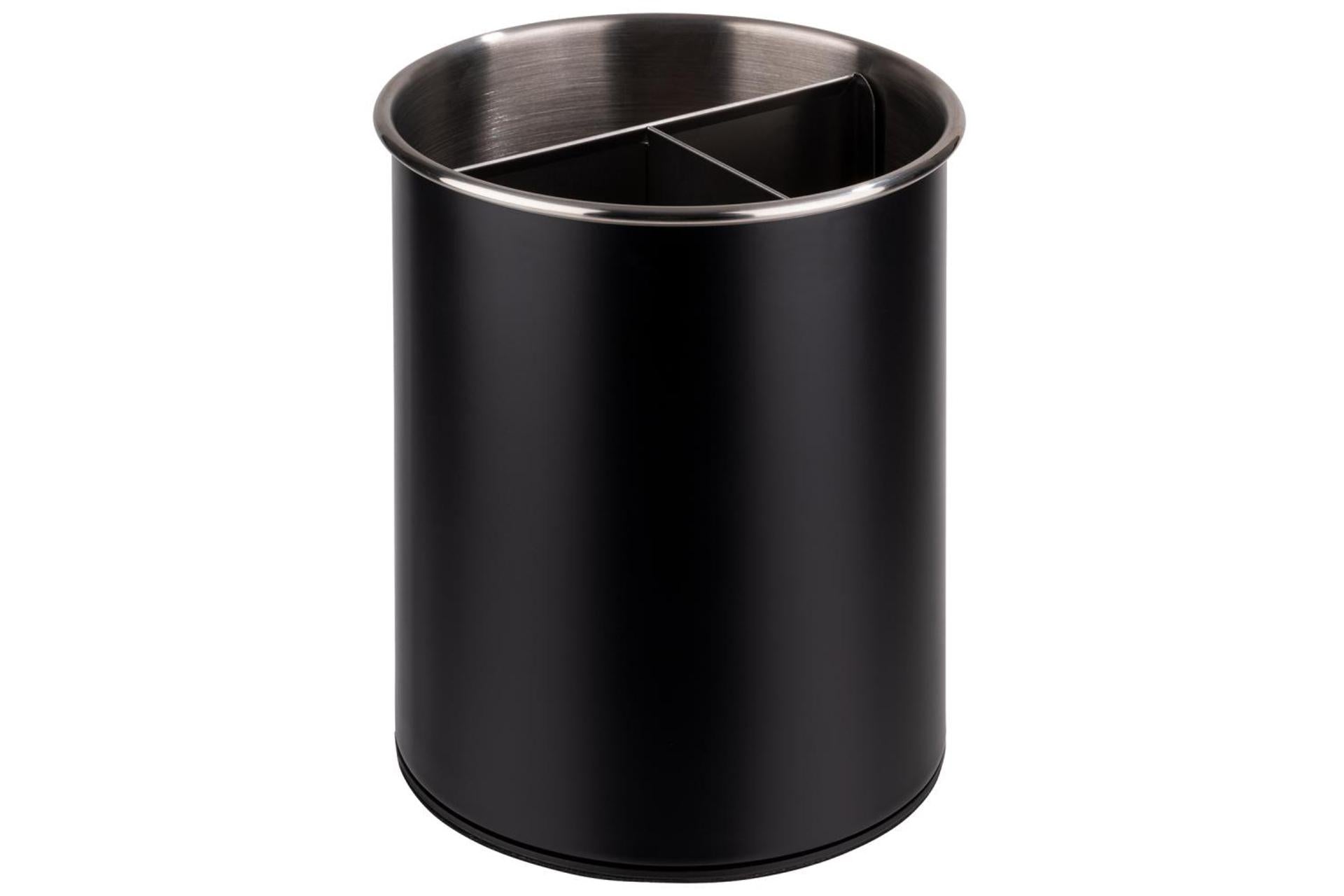 APS Cestino Portaposate Girevole Ø13 cm - H16.5 cm Nero Con Divisorio Rimovibile e Fondo Antigraffio 1