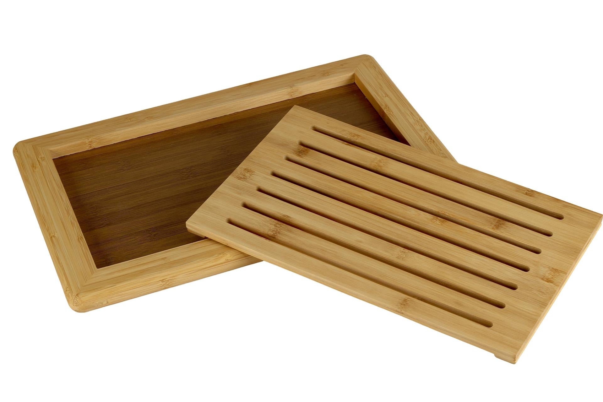 Kesper Bamboo Tagliere Pane Rettangolare H.2 cm - 42 x 28 cm In Bamboo Certificato FSC Con Piano Removibile 4