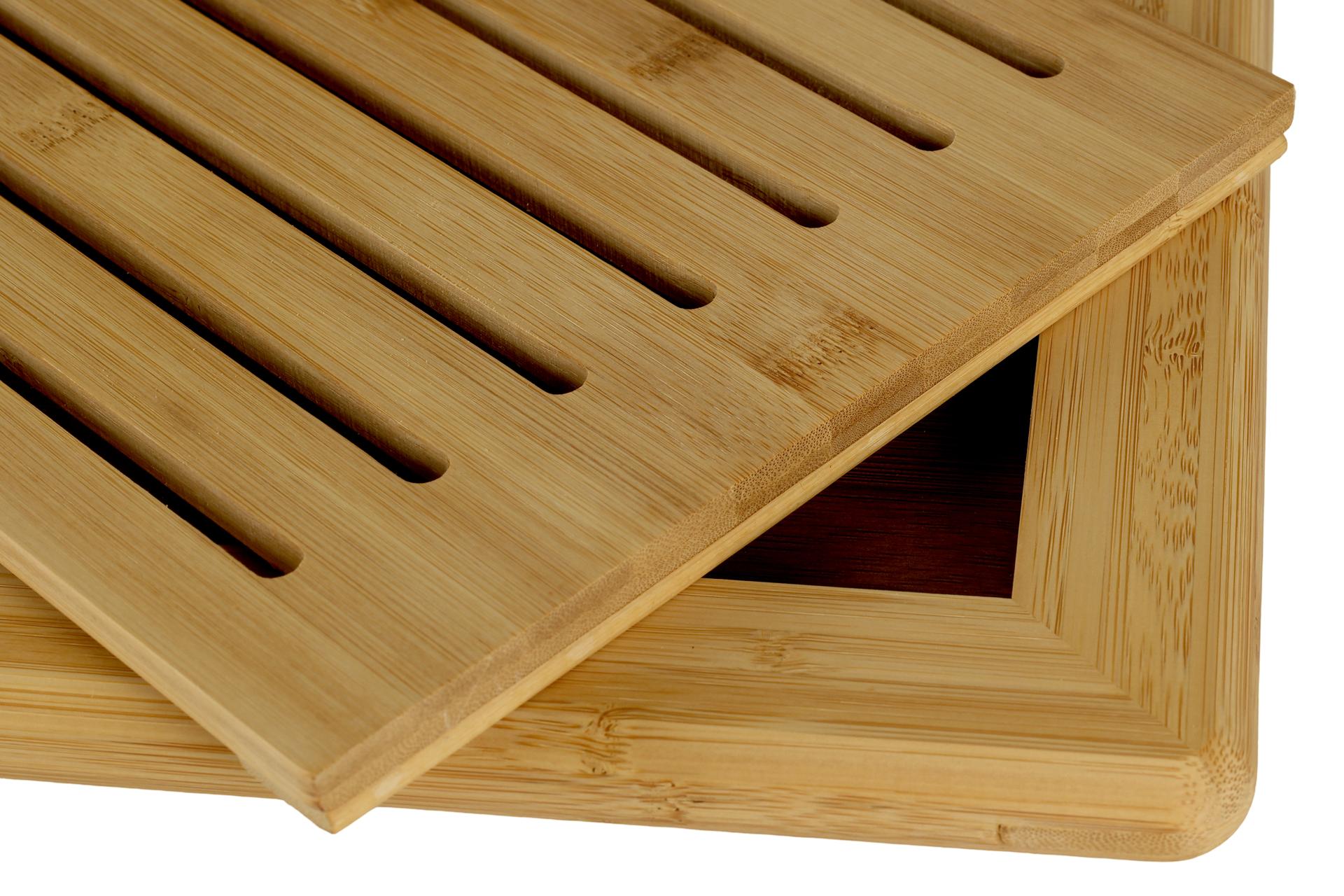 Kesper Bamboo Tagliere Pane Rettangolare H.2 cm - 42 x 28 cm In Bamboo Certificato FSC Con Piano Removibile 5
