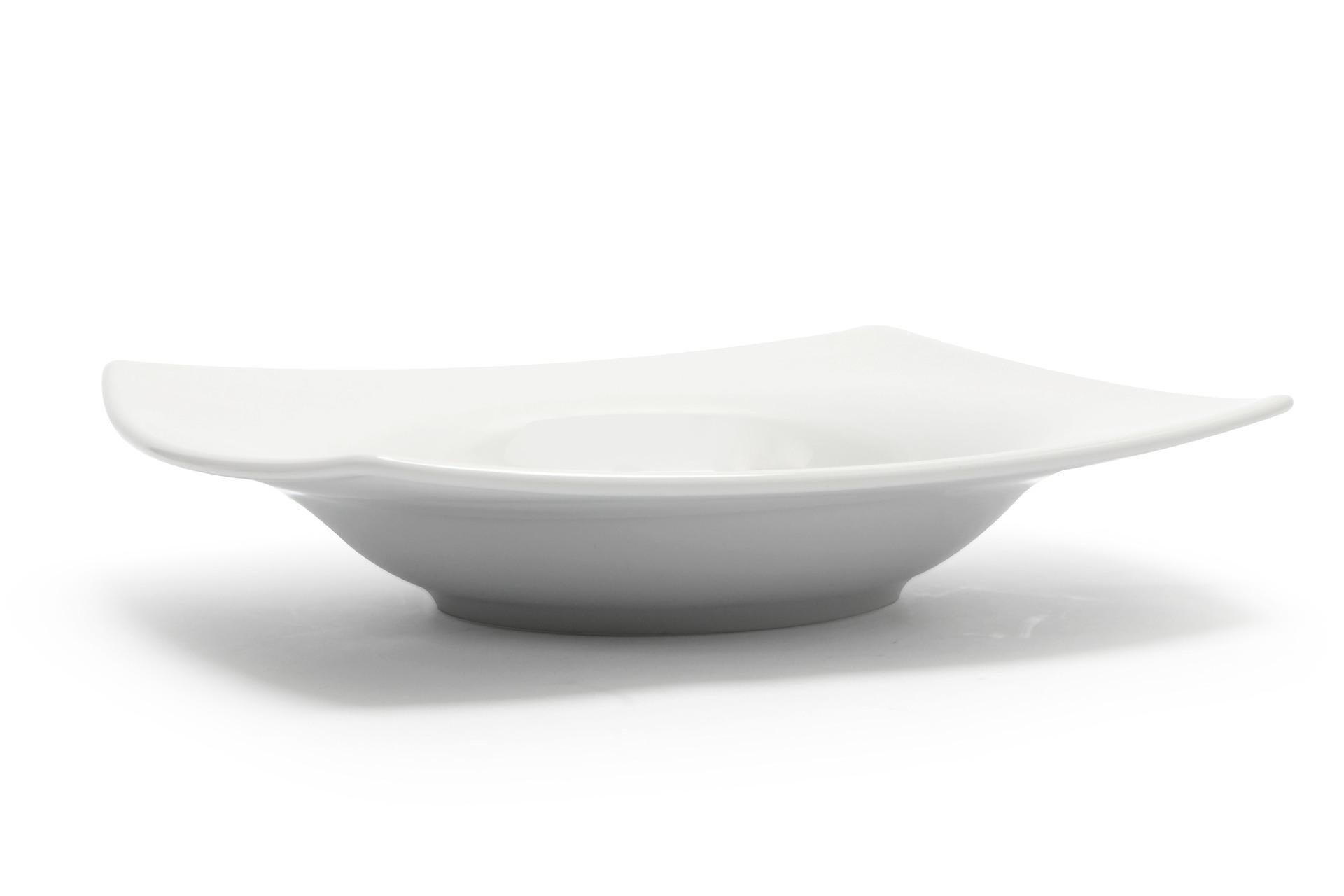 Lubiana Cancun Piatto Fondo Quadrato Ø22.5 cm In Porcellana Bianca - Set 12 Pz