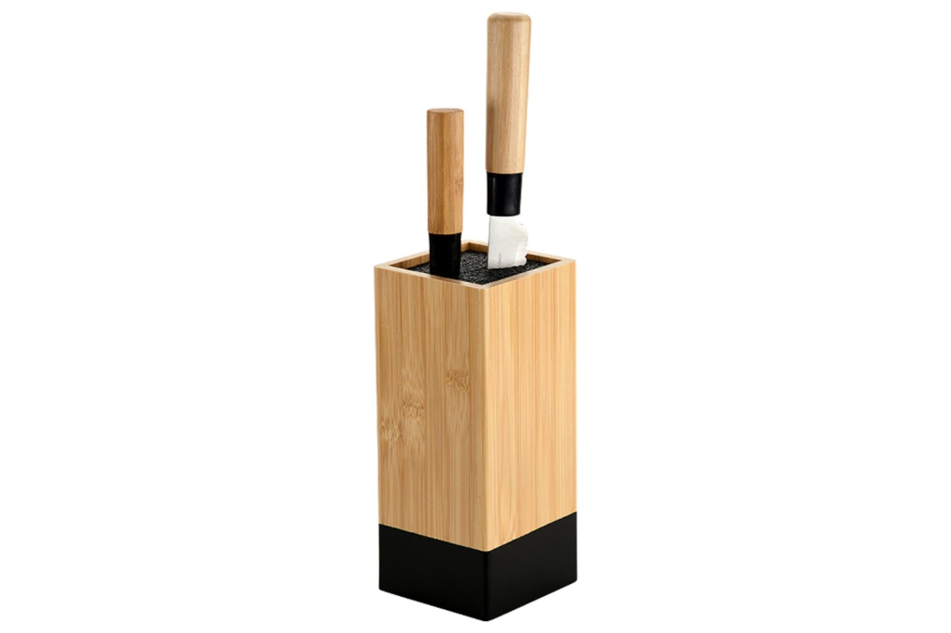 Kesper Ceppo Portacoltelli Nero 10 x 10 x H.23 cm In Bamboo Con Setole di Plastica - Certificato FSC 2