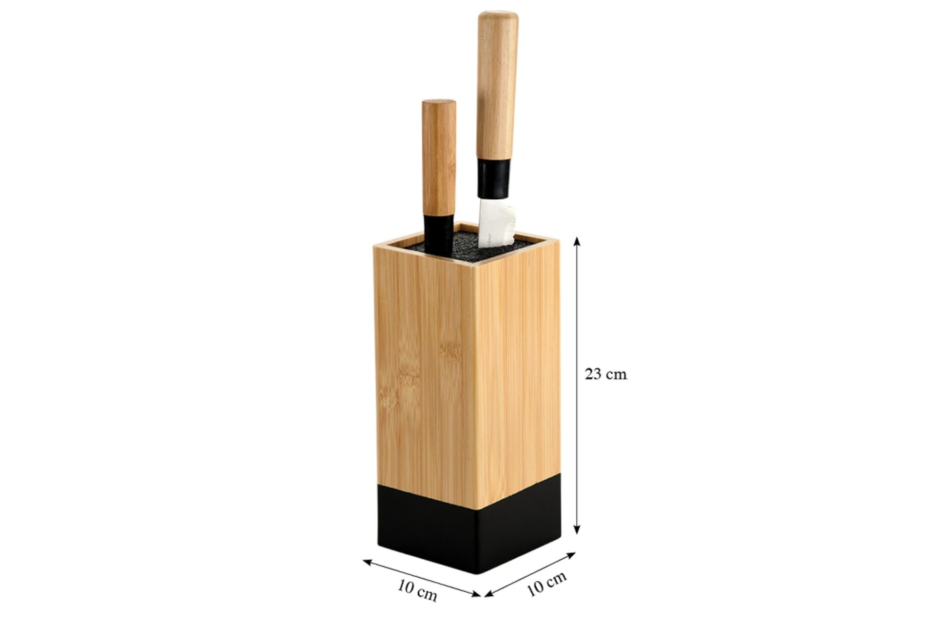 Kesper Ceppo Portacoltelli Nero 10 x 10 x H.23 cm In Bamboo Con Setole di Plastica - Certificato FSC 4