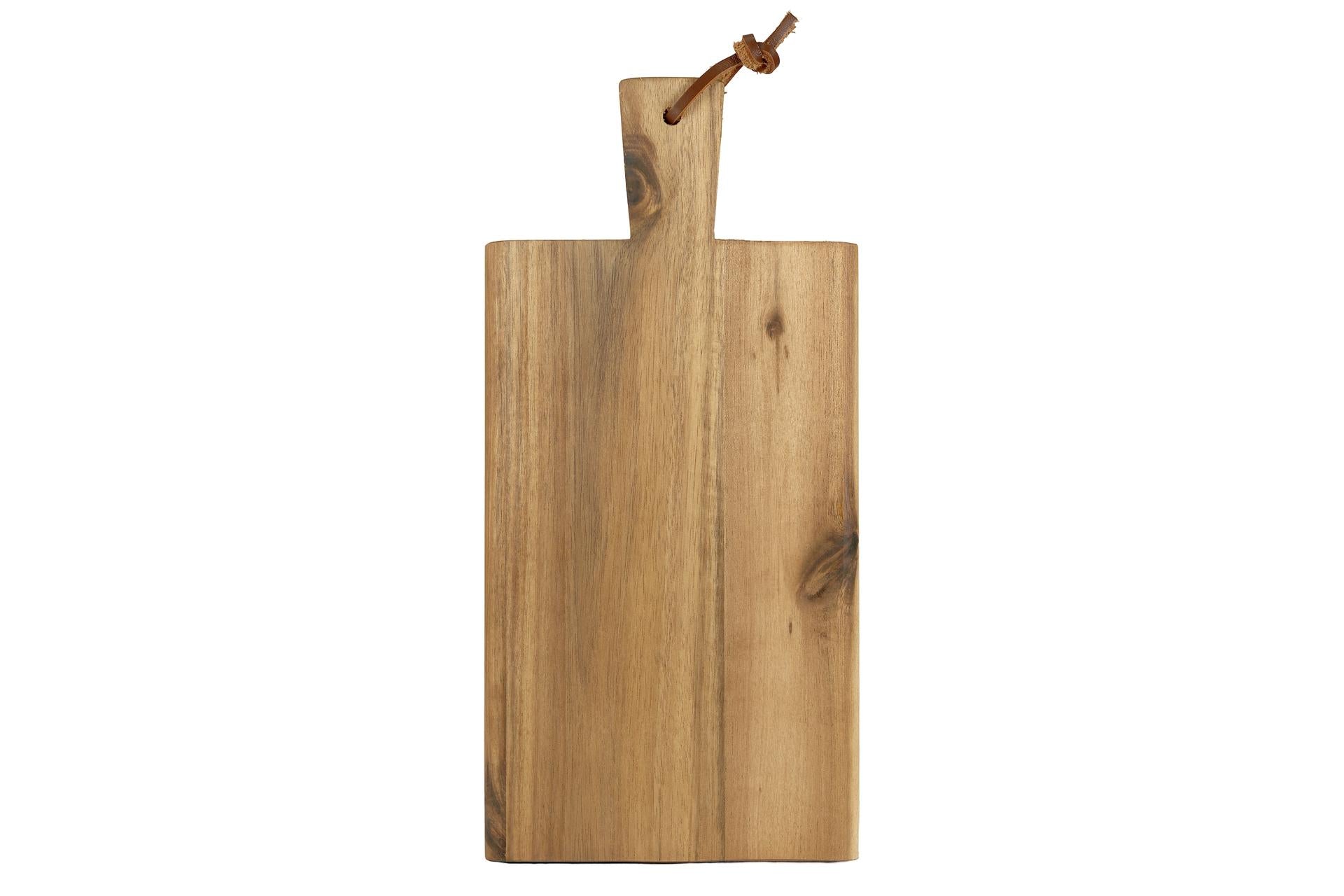 Kesper Acacia Tagliere Rettangolare H.1.5 cm - 29 x 14 cm In Legno di Acacia Con Manico e Cinturino In Pelle
