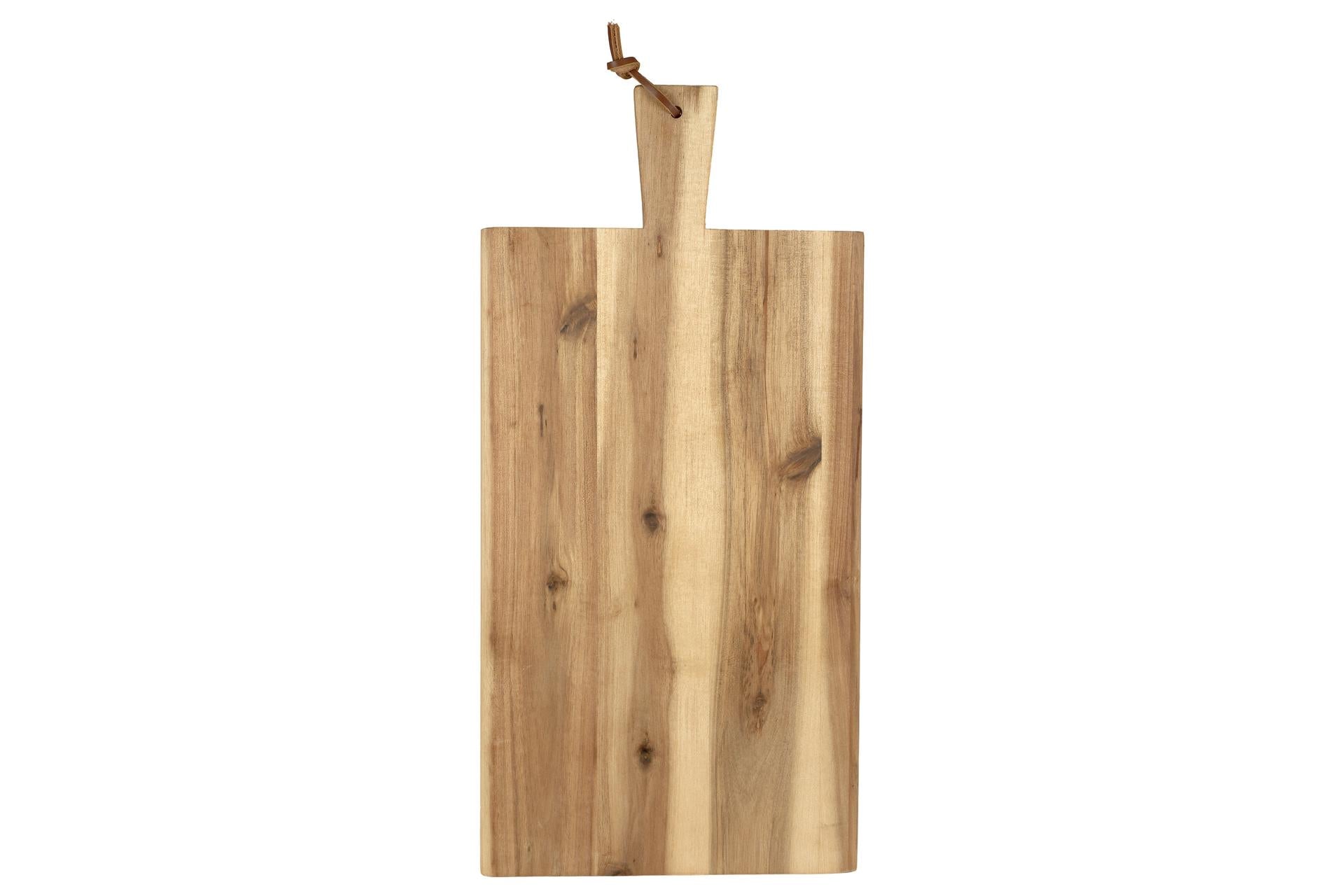 Kesper Acacia Tagliere Rettangolare H.1.5 cm - 45 x 22 cm In Legno di Acacia Con Manico e Cinturino In Pelle