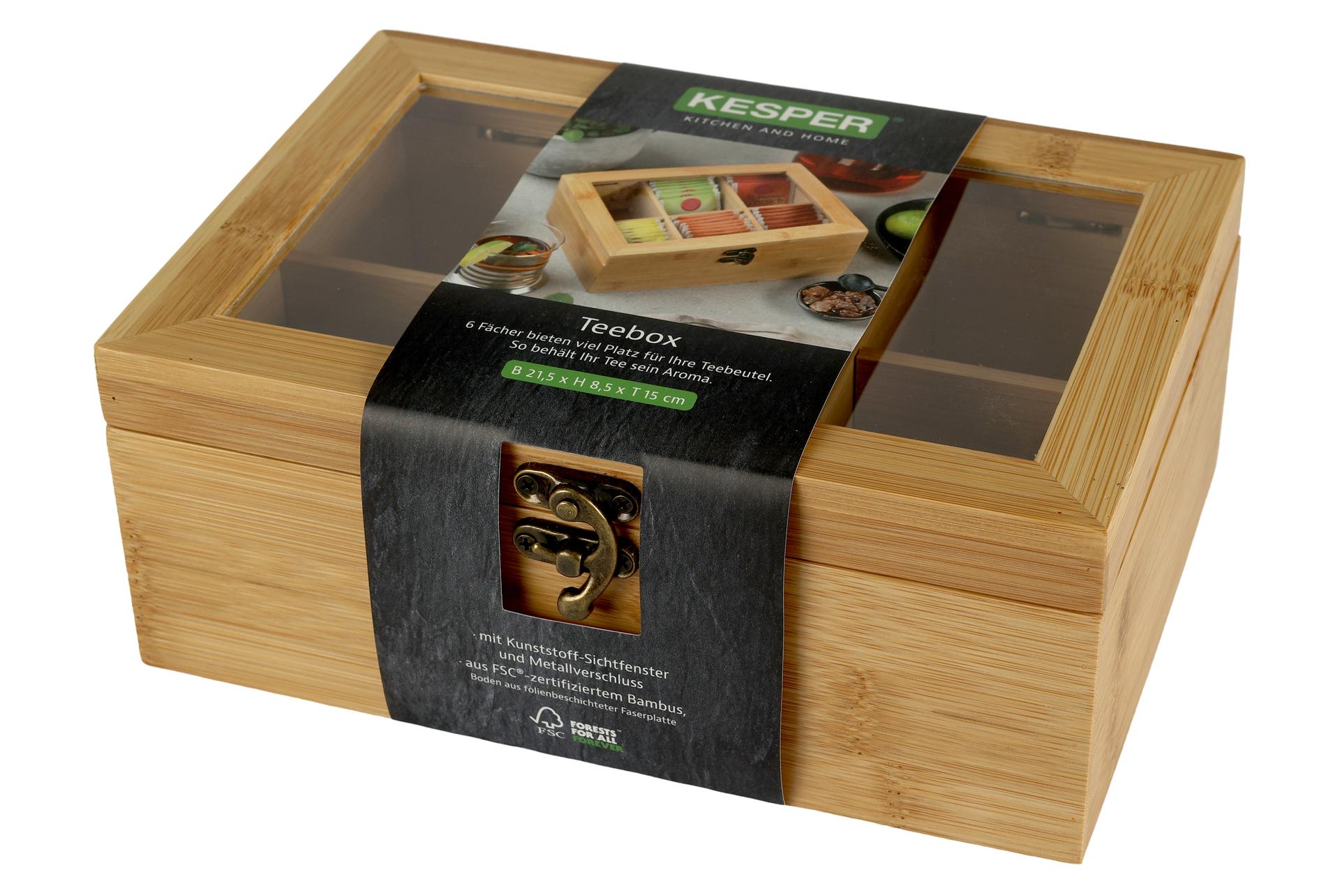 Kesper Scatola Portabustine Tè In Bamboo H.8.5 cm - 21.5 x 15 cm Con 6 Scomparti 5