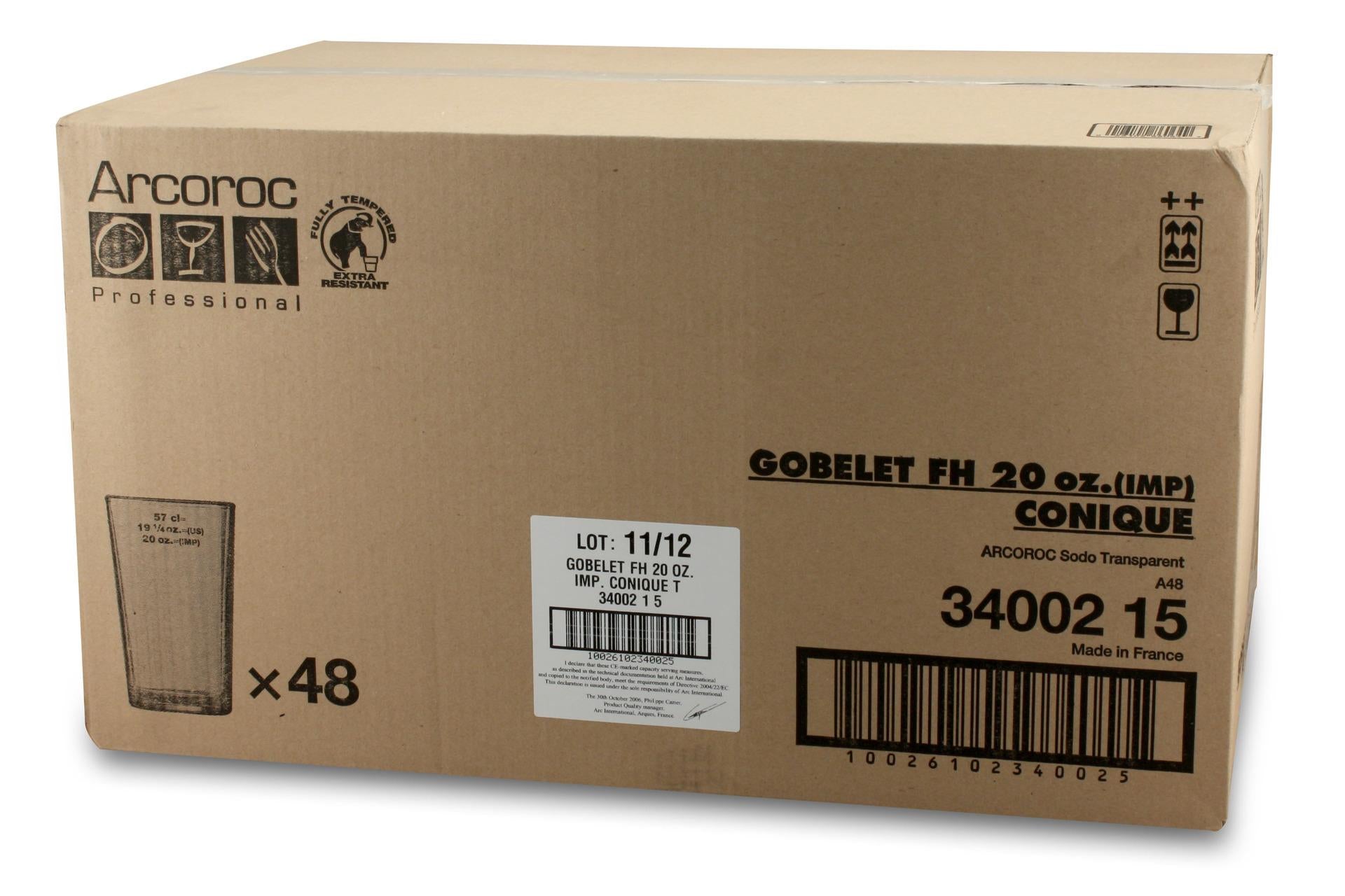Arcoroc Conique Bicchiere Impilabile Cl.57 In Vetro Temperato - Art.34002 Adatto per Shaker - Set 6 Pz 3