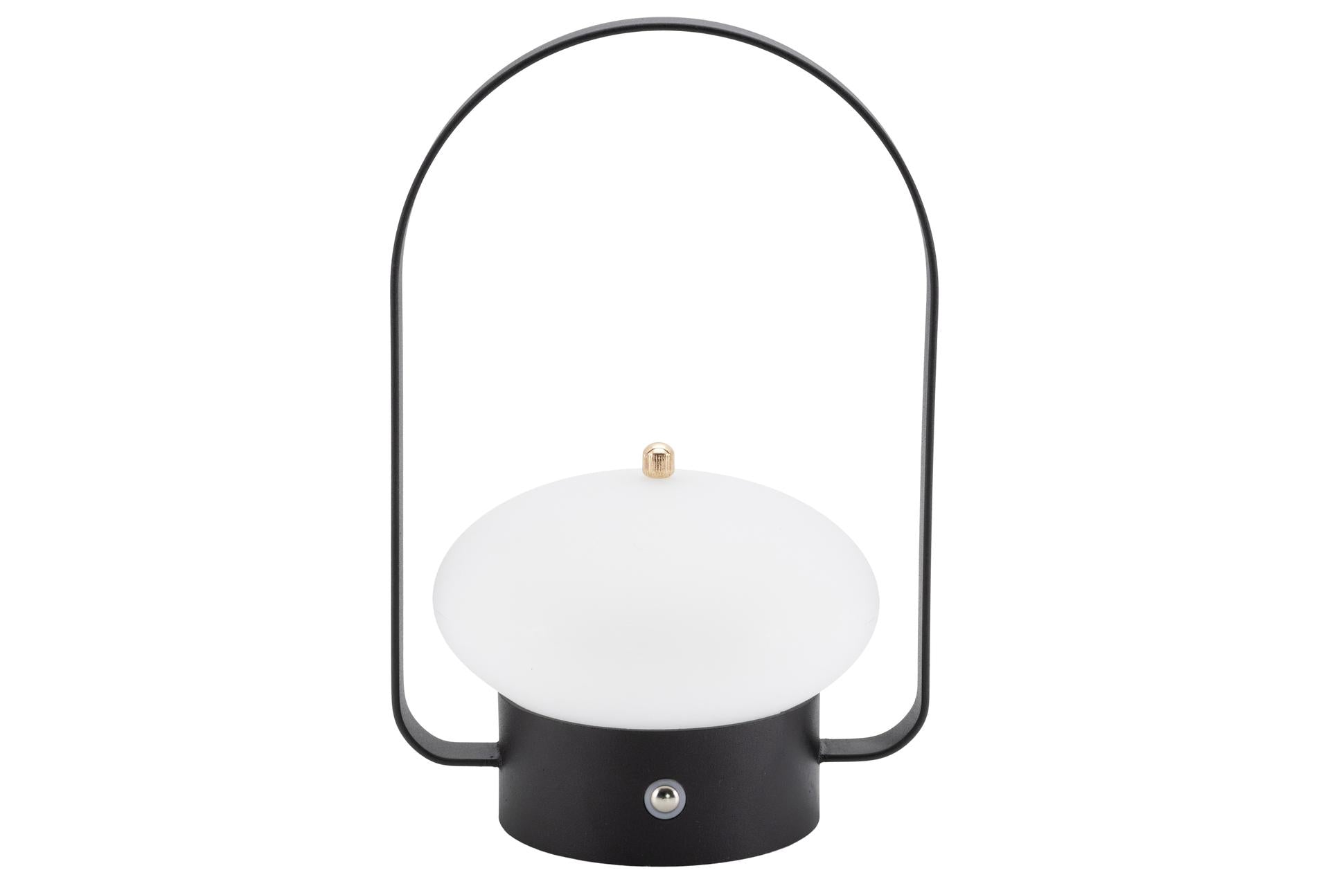Securit Barcelona Lampada da Tavolo Nera Ricaricabile in Polietilene e Ferro - 11 x 8 x H.20 cm Con Luce Bianca e Verde