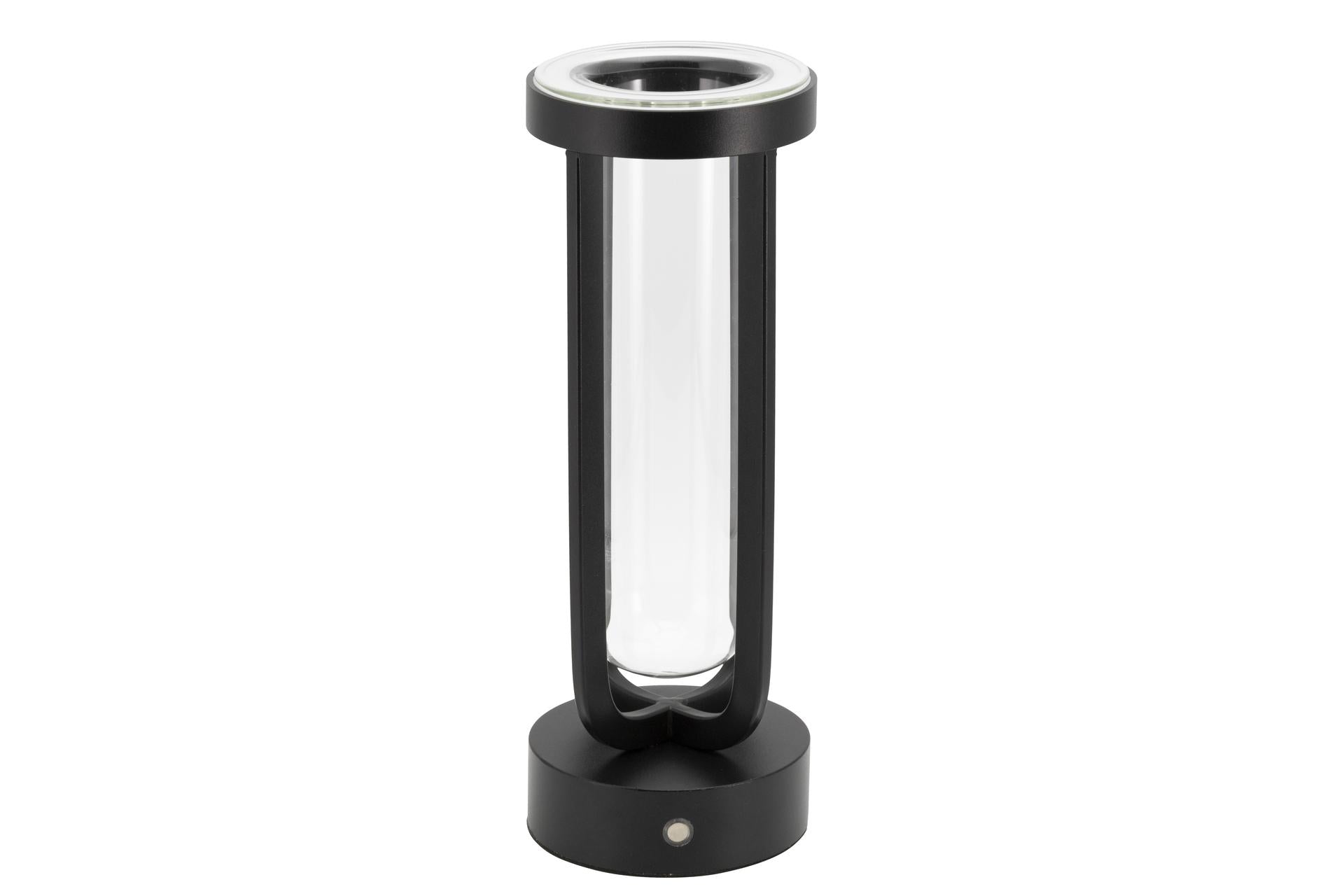 Securit Florence Lampada da Tavolo Ricaricabile - Vaso Fiori Nera in Vetro e Metallo 9x9xH.26 cm