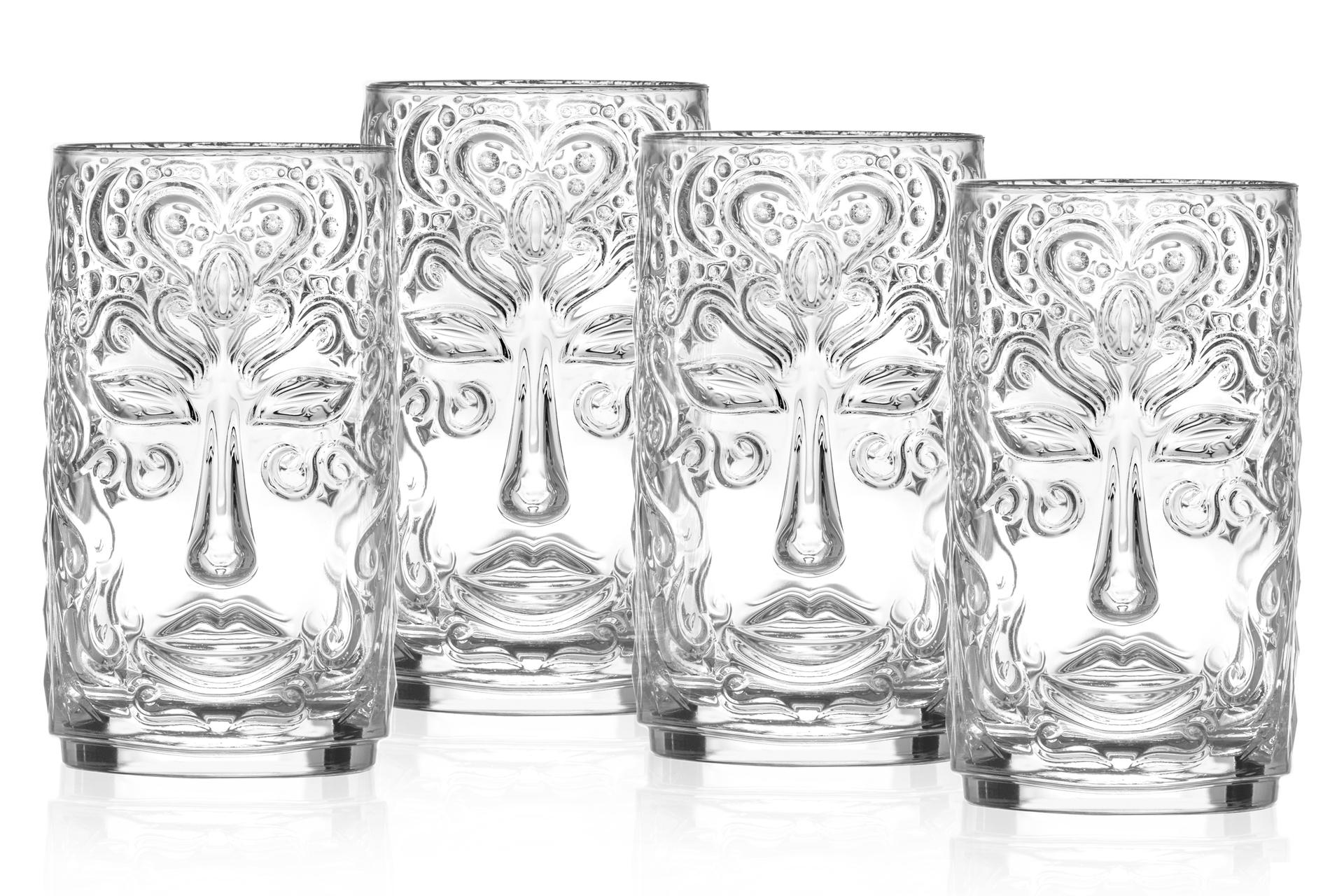 RCR Cristalleria Italiana Tiki Venezia Set 4 Bicchieri Alti 45 cl - Ø7.6 cm H.13.6 cm Impilabili - Set 4 Pz