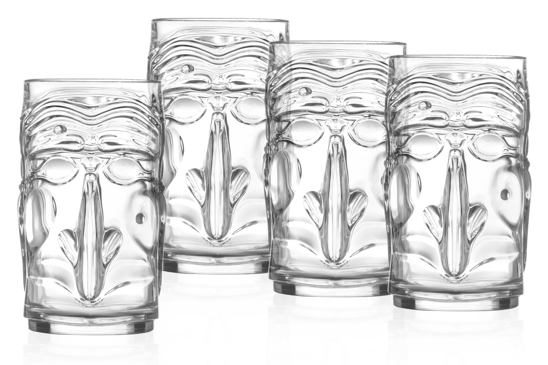 RCR Cristalleria Italiana Set 4 Bicchieri Tiki Pulcinella 45 cl - H13.6 cm Impilabili - Set 4 Pz