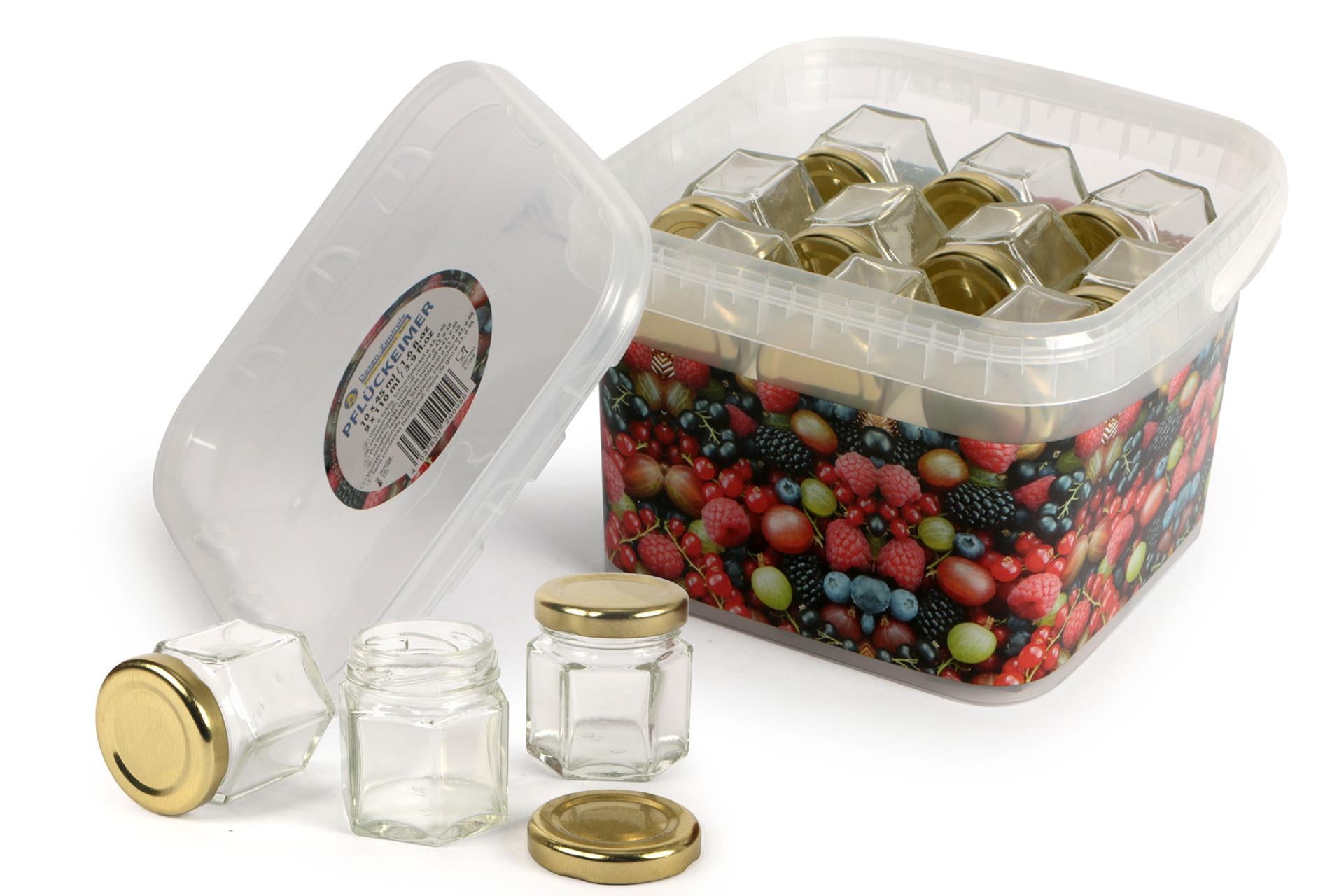 Dosen-Zentrale Il Casale Secchio Frutta con 19 Vasetti Esagonali - 9 da 110ml e 10 da 45ml In Vetro 3