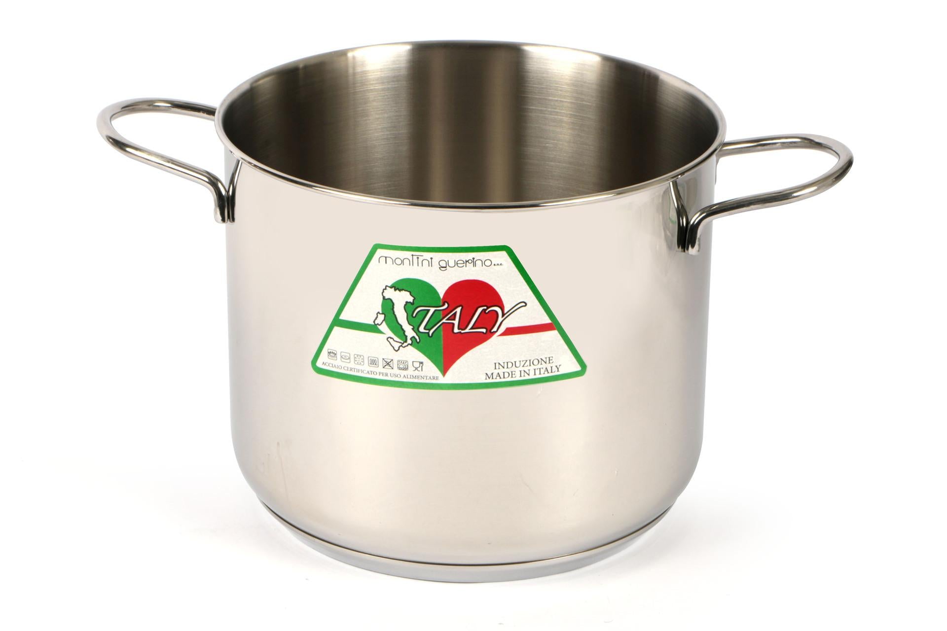 Montini Italy Pentola Alta Inox 18/10 Ø20 cm - Per Induzione Con Fondo Sandwich 3mm Acciaio-Alluminio-Acciaio