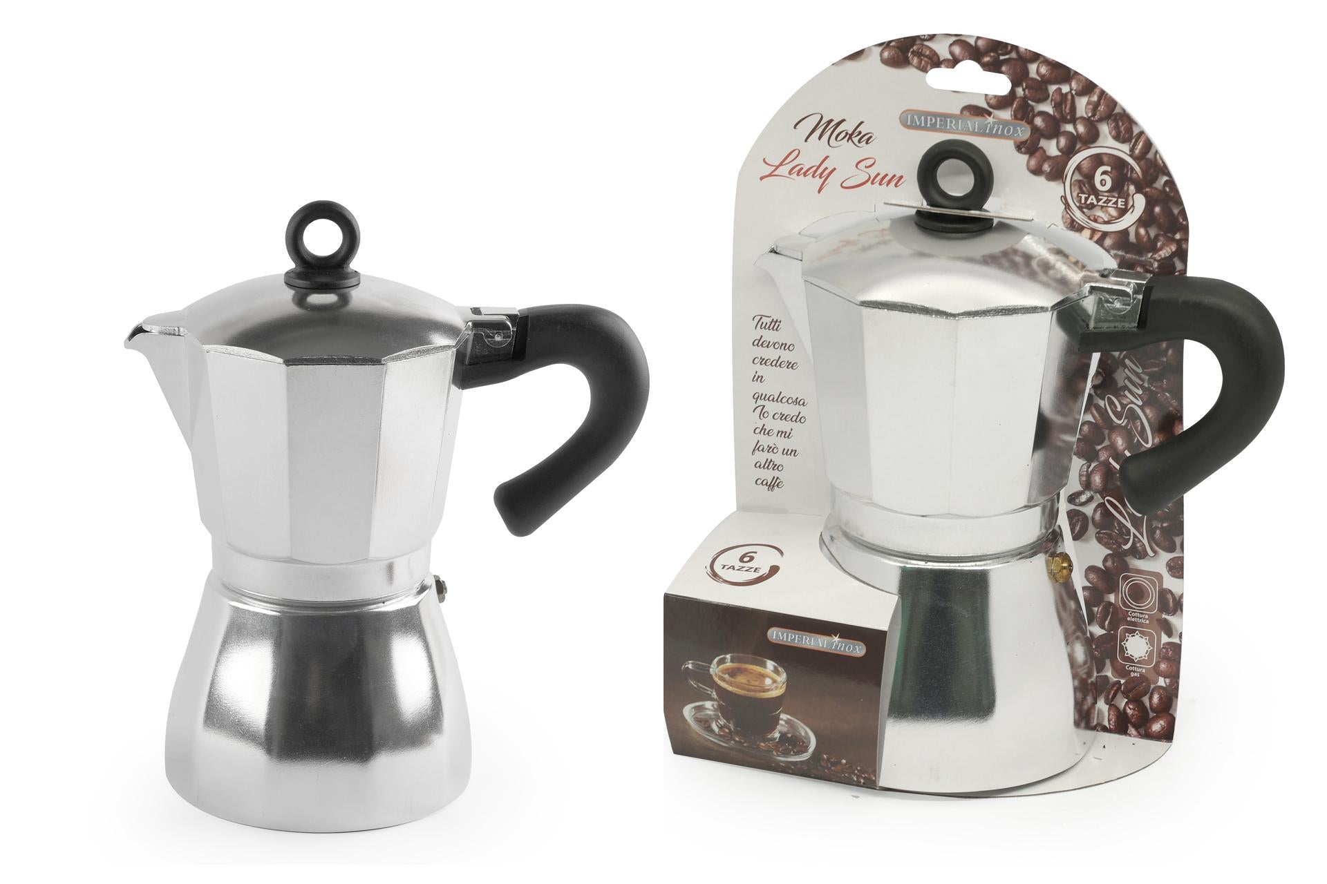 Lady Sun Caffettiera In Alluminio 6 Tazze - Import Cottura