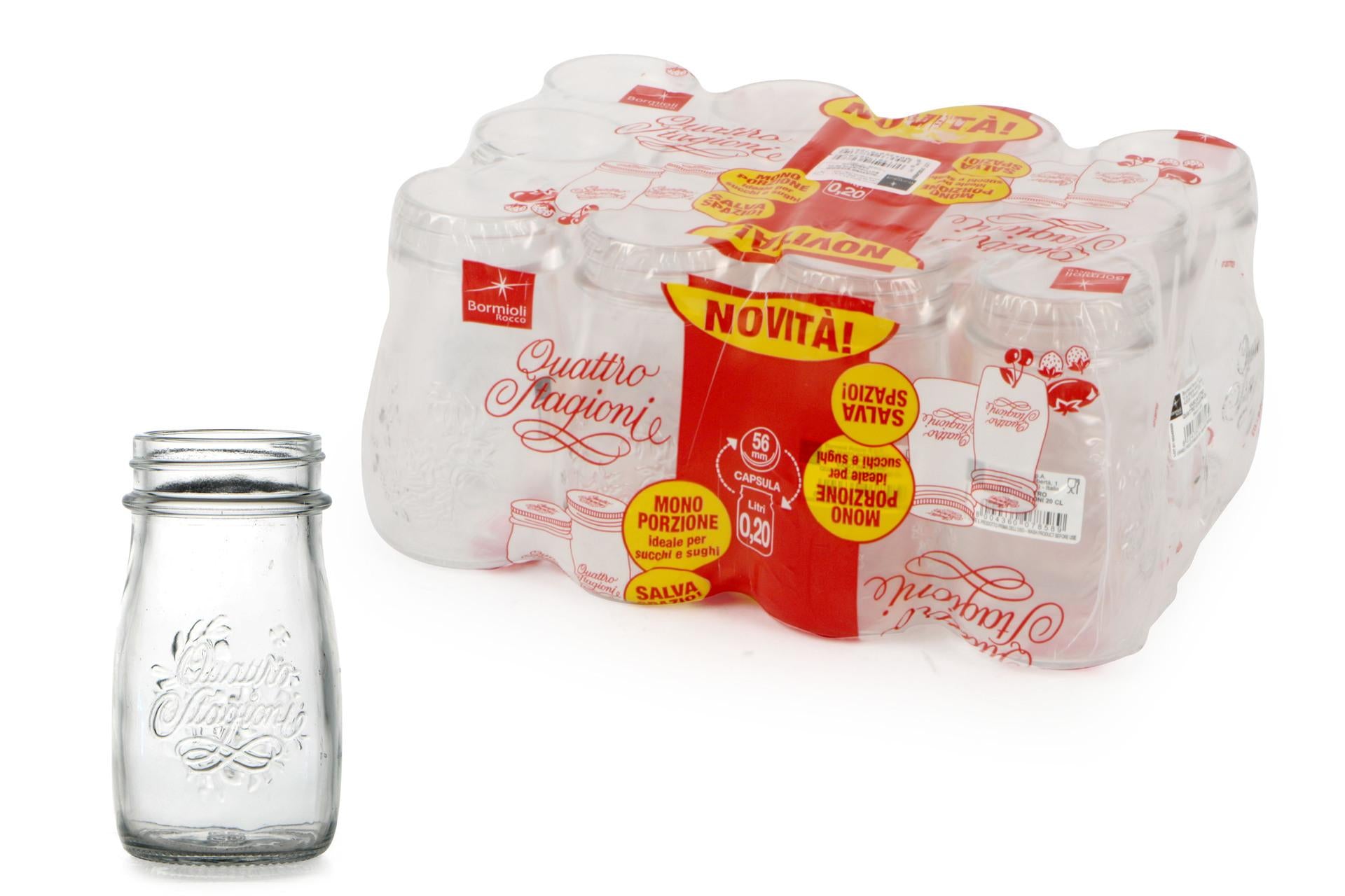 Bormioli Quattro Stagioni Bottiglia Multiuso 200 ml - Per Marmellate e Conserve - Set 12 Pz