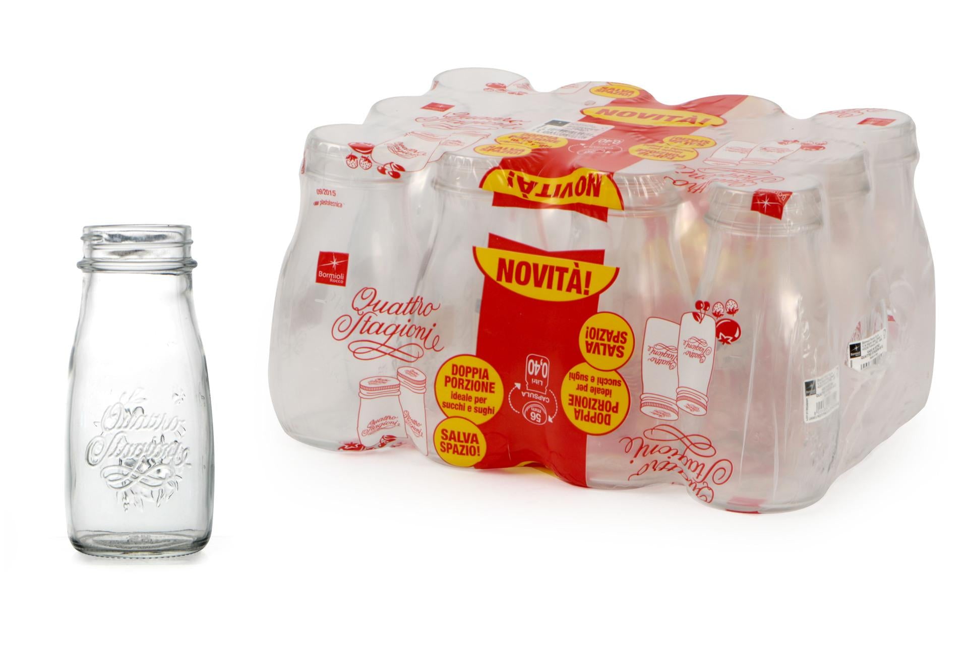 Bormioli Quattro Stagioni Bottiglia Multiuso 400 ml - Per Marmellate e Conserve - Set 12 Pz