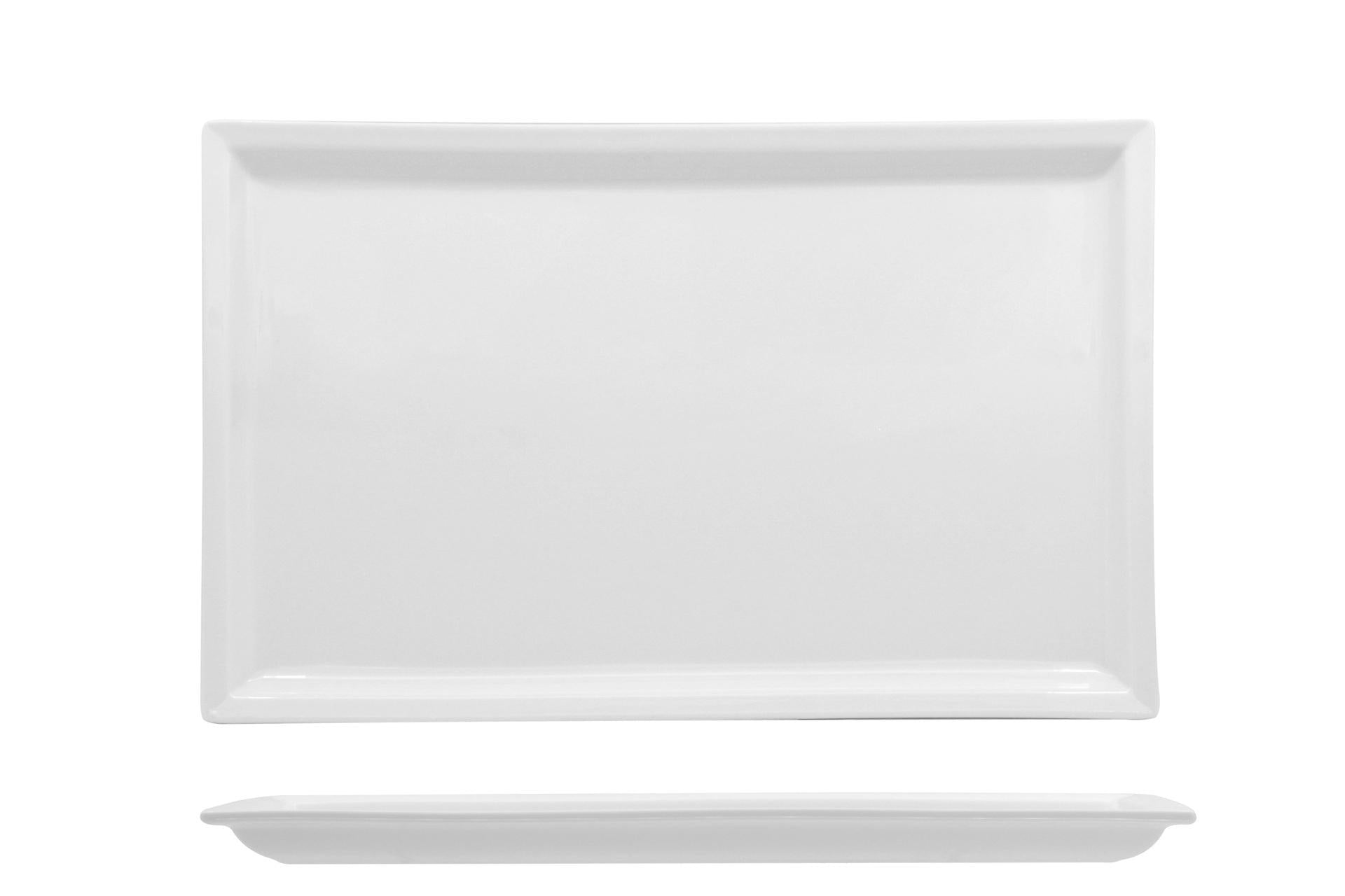 Import Tavola Professional JustWhite Piatto Rettangolare 36 x 22 cm In Porcellana Bianca - Set 3 Pz