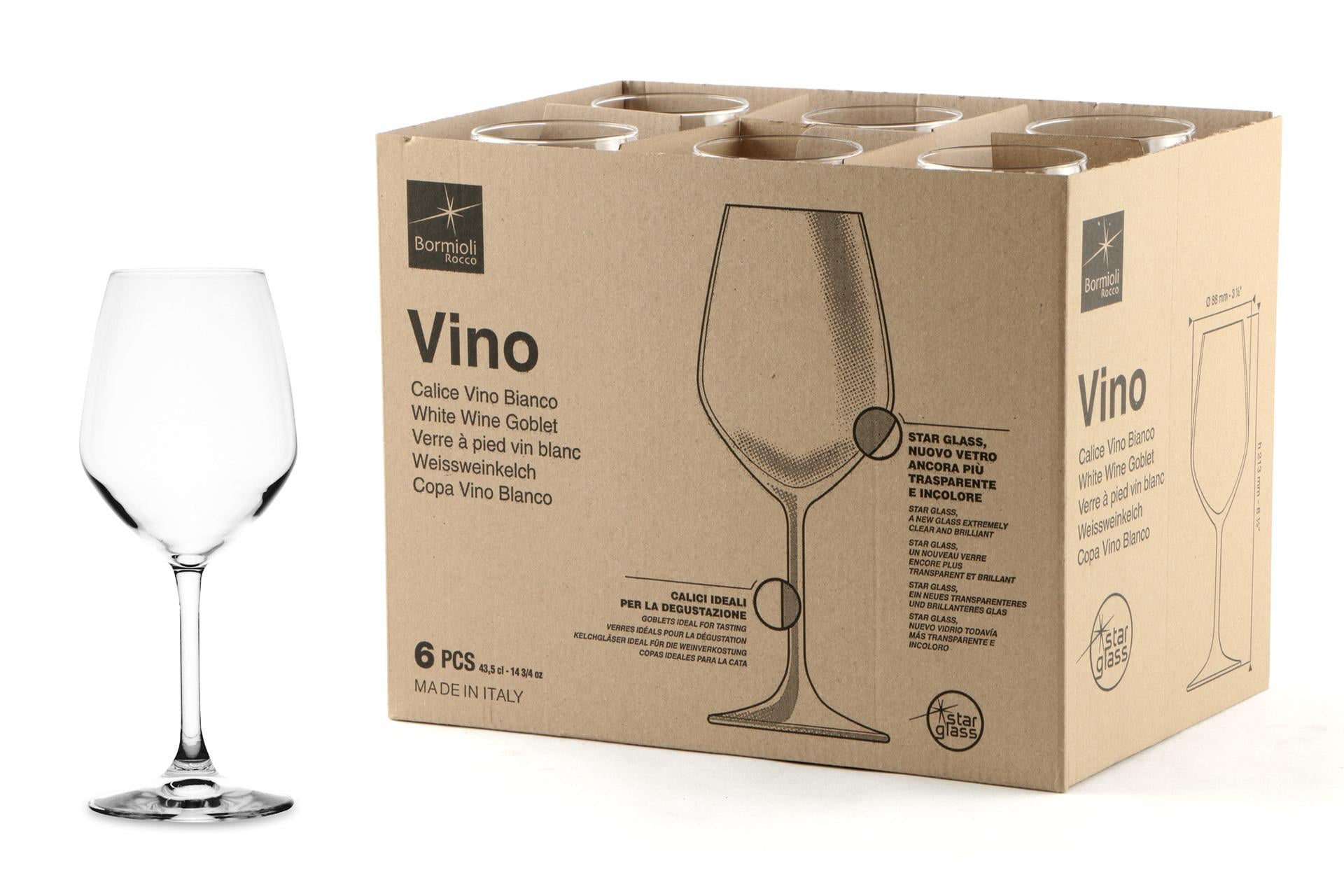 Bormioli Rocco Divino Calice Vini Bianchi 44.5 cl - Set 6 Bicchieri In Star Glass - Set 6 Pz