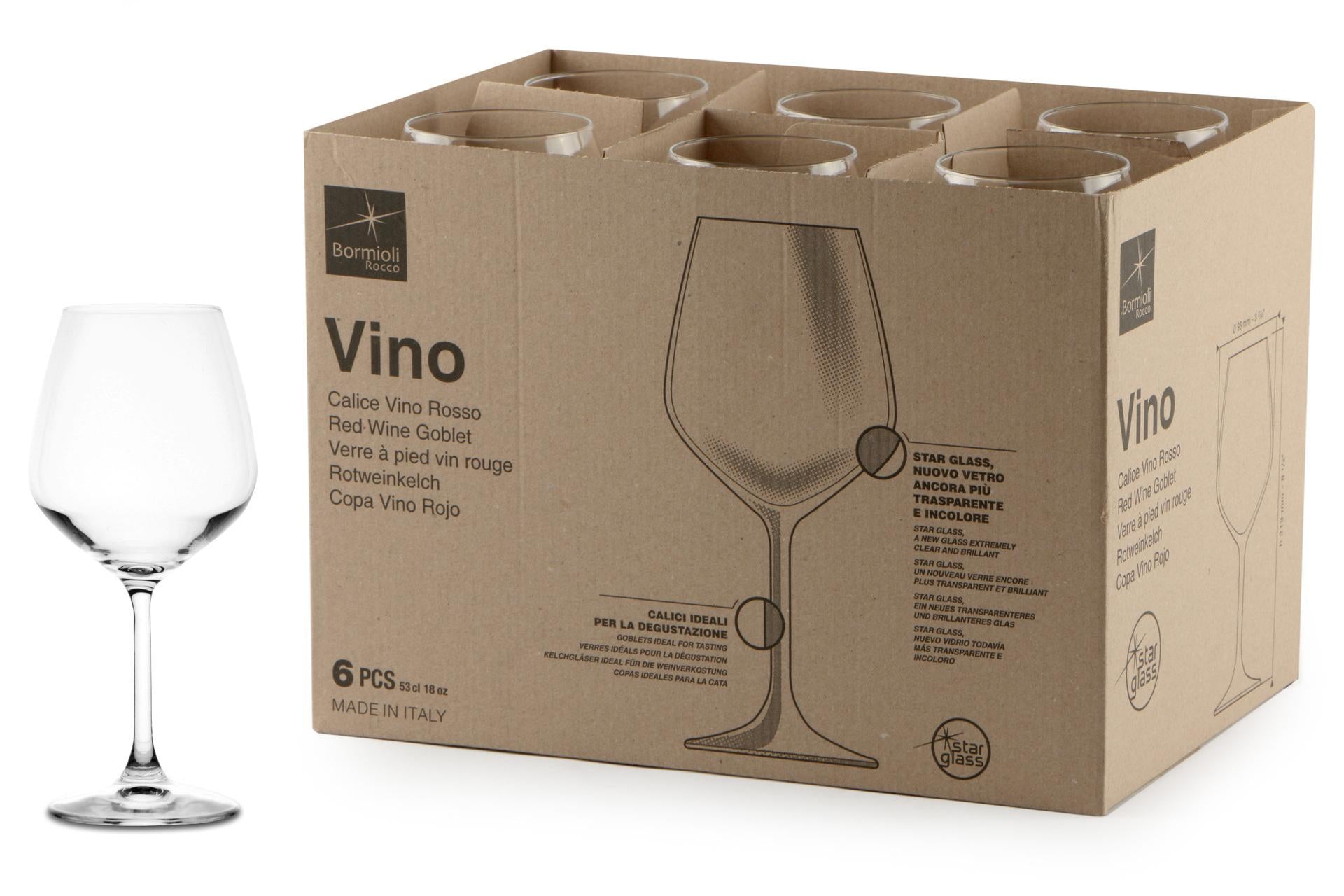 Bormioli Rocco Divino Calici Vino Rosso 53 cl - Set 6 Pezzi In Star Glass H.21.5 cm - Set 6 Pz