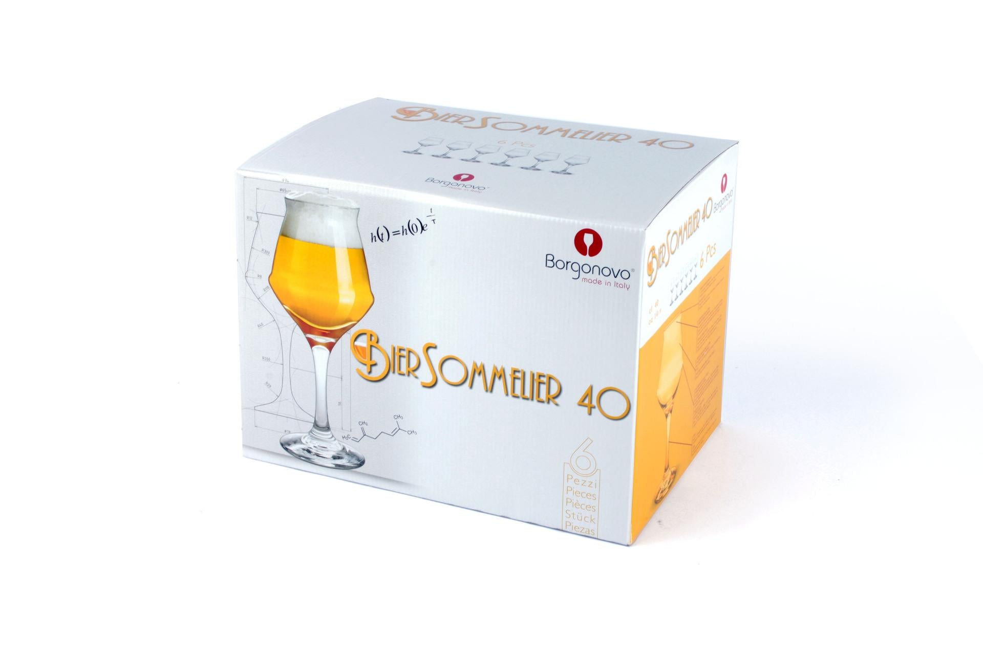 Borgonovo Bier Sommelier Set 6 Calici Birra 400 ml - Calice In Vetro Per Degustazione Birre Artigianali Scatola Litrografata - Set 6 Pz 4
