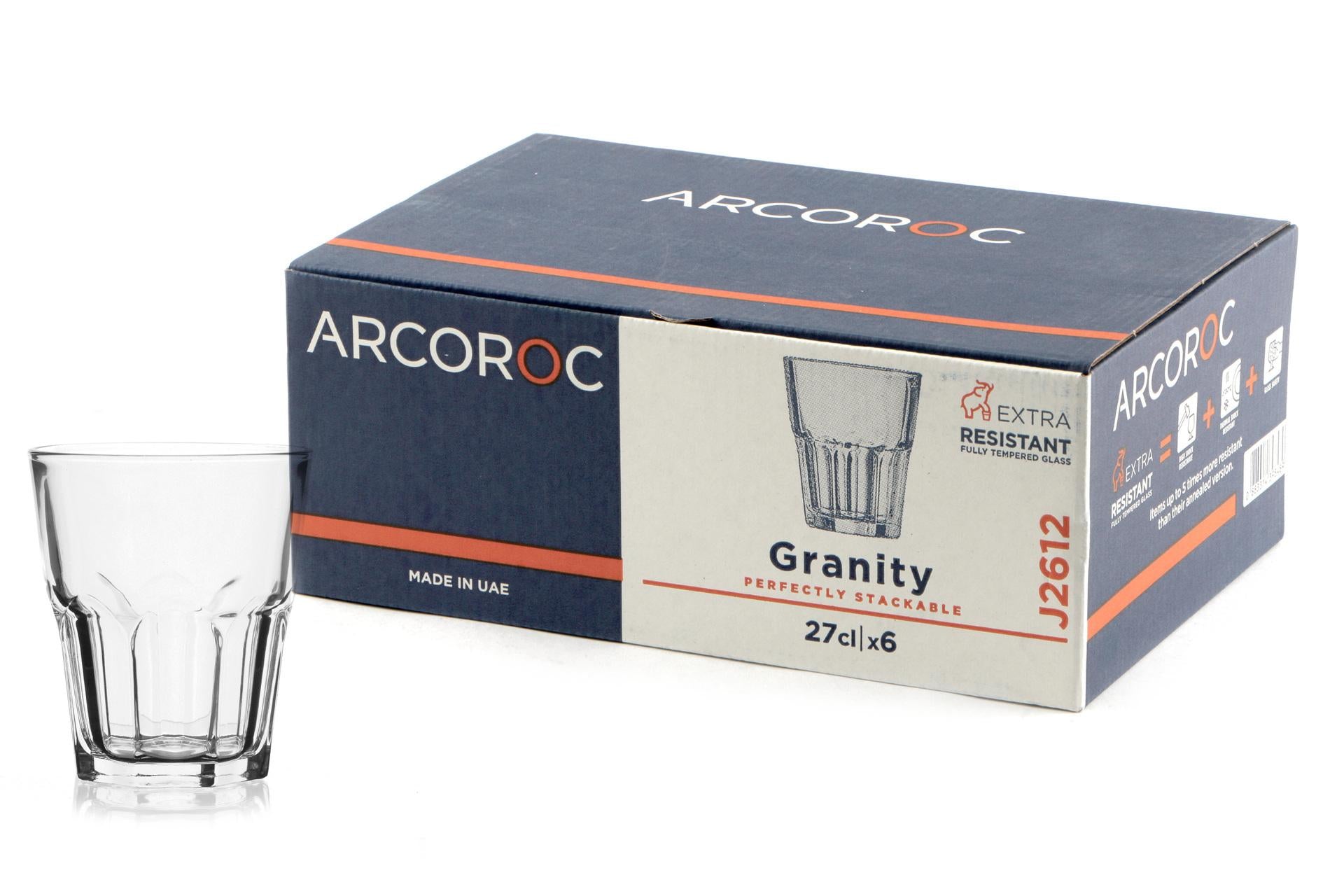 Arcoroc Granity Bicchiere 27 cl - H 98 mm Ø 85 mm In Vetro Temperato - Set 6 Pz 3