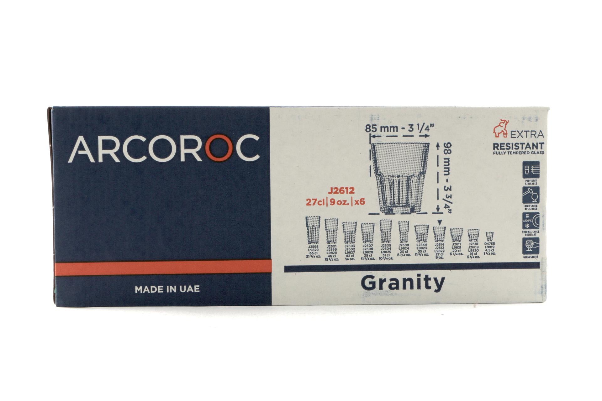 Arcoroc Granity Bicchiere 27 cl - H 98 mm Ø 85 mm In Vetro Temperato - Set 6 Pz 7