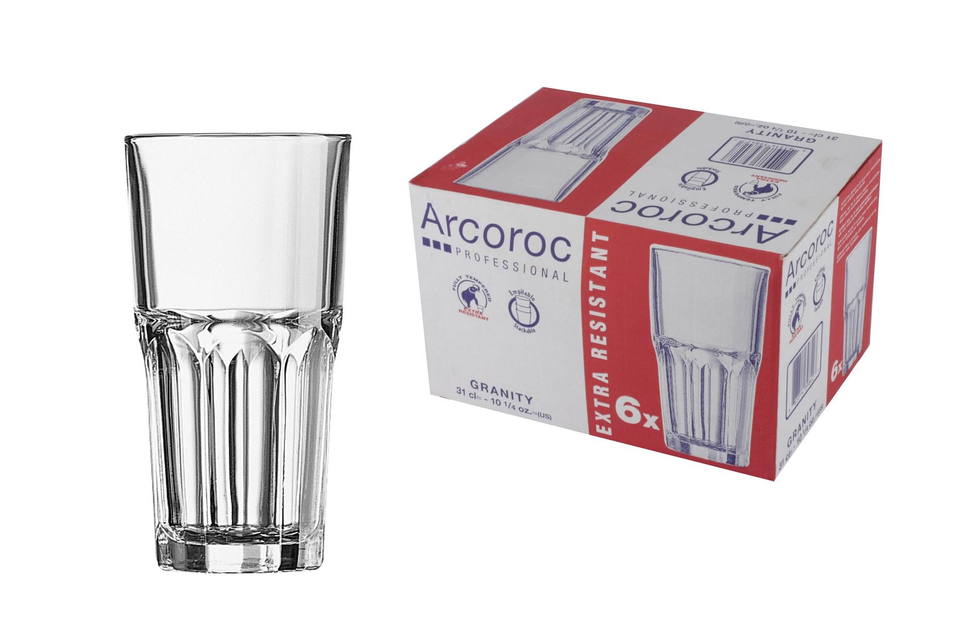 Arcoroc Granity Bicchiere Cl 31 - H 140 mm Ø 75 mm In Vetro Temperato - Set 6 Pz