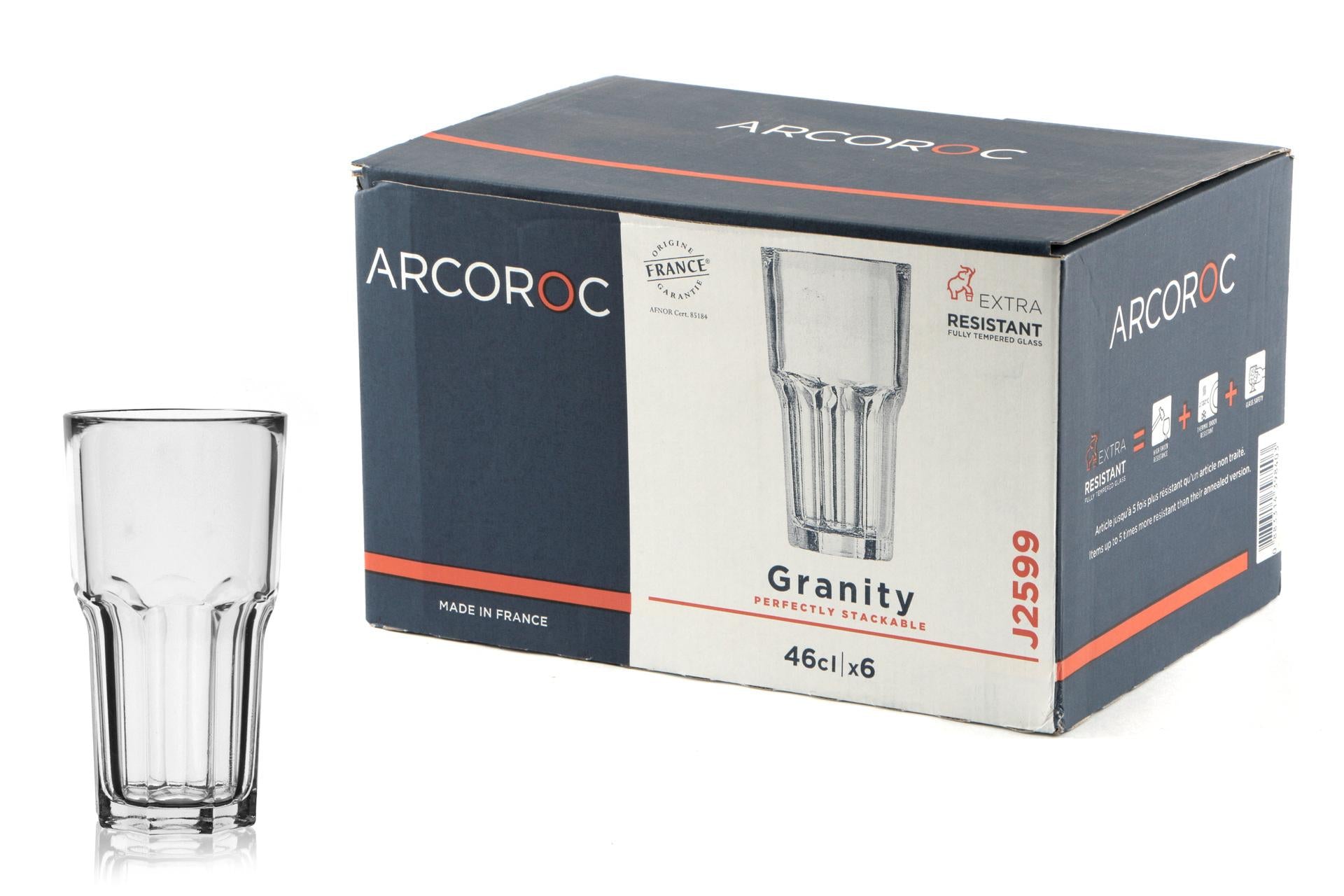 Arcoroc Granity Bicchiere 46 cl - H.160 mm Ø87 mm Linea Ristorazione Impilabile - Set 6 Pz