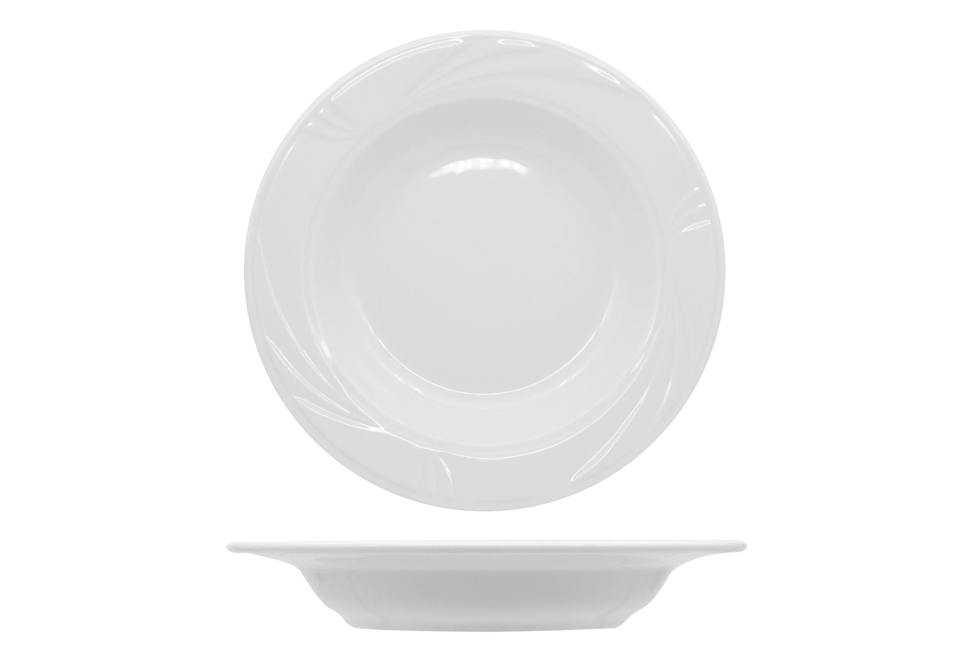 Lubiana Arcadia Piatto Fondo Ø22.5 cm In Porcellana Bianca - Linea Ho.Re.Ca. - Set 6 Pz