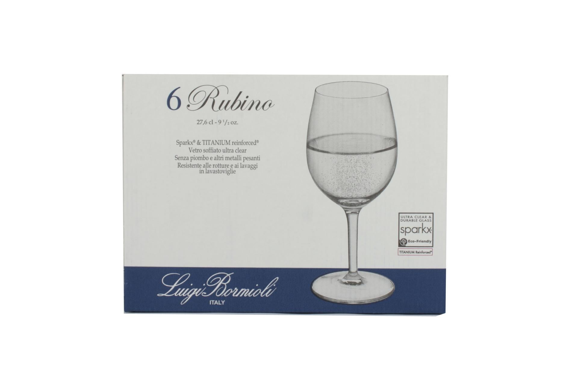 Bormioli Luigi Rubino Calici Acqua 27,6 cl - Confezione 6 Pezzi In Vetro Ultra Clear - Set 6 Pz 6
