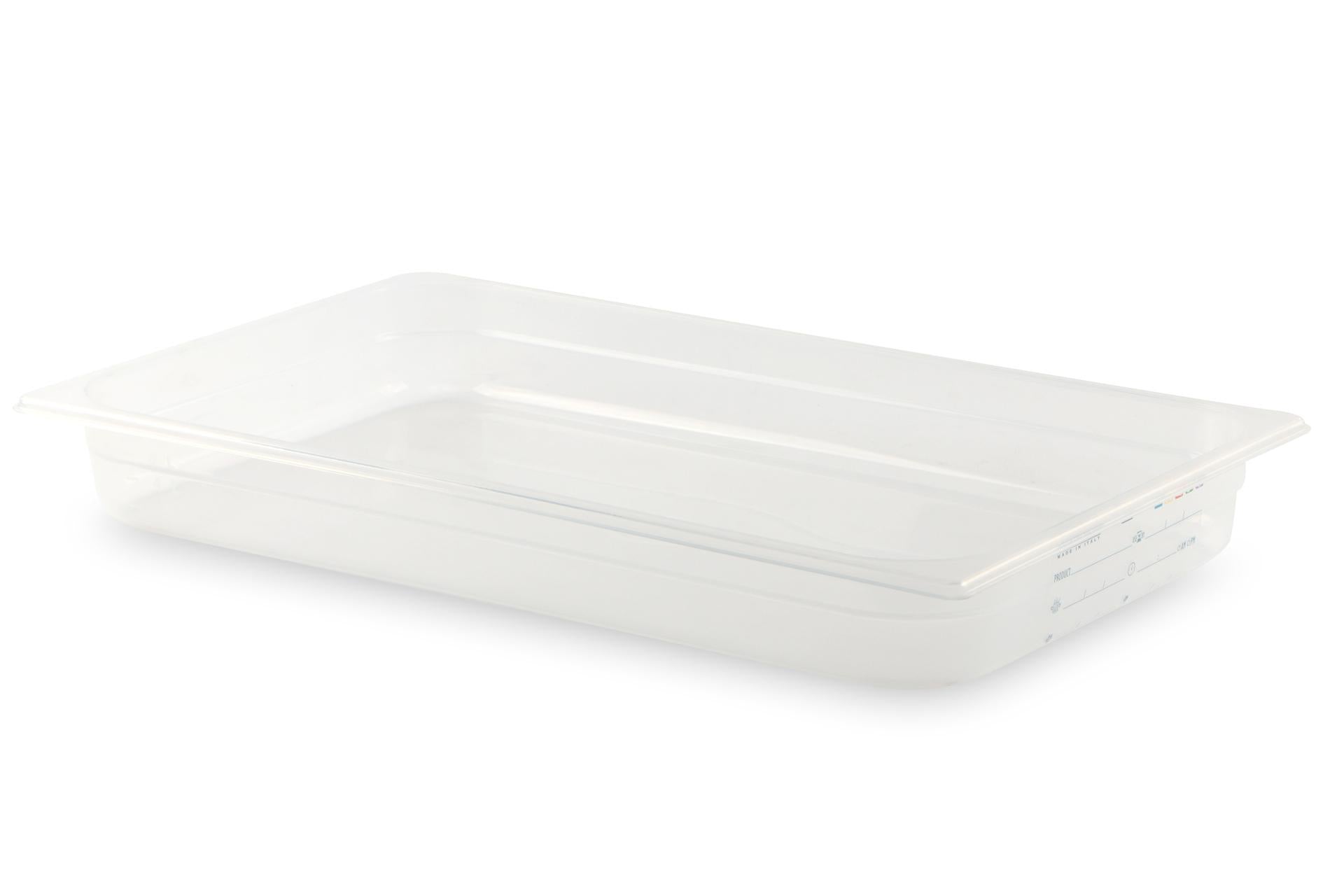 Mori2A Bacinella Graduata GN 1.1 H.6.5 cm In Polipropilene Trasparente - HACCP Impilabile