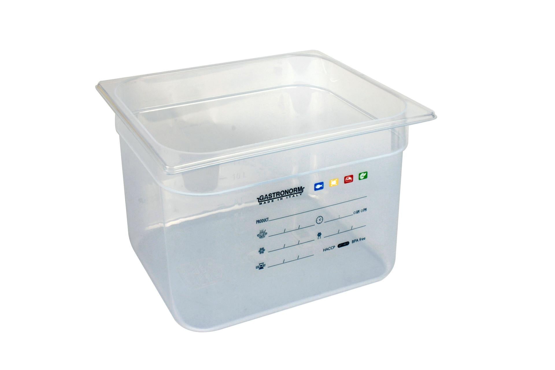 Mori2A Bacinella Graduata GN 1/2 H.20 cm In Polipropilene Trasparente Con Etichetta Datario HACCP